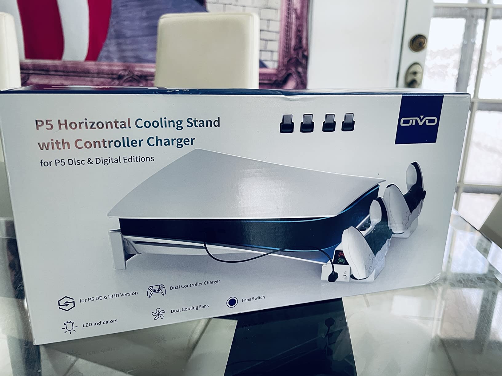 OIVO PS5 Horizontal Stand and Cooling Station with 3-Level Cooling Fan, Dual PS5 Controller Charger for PlayStation 5 Controller, Horizontal PS 5 Cooling Stand(Not for PS 5 Slim/Pro) customer photo 2