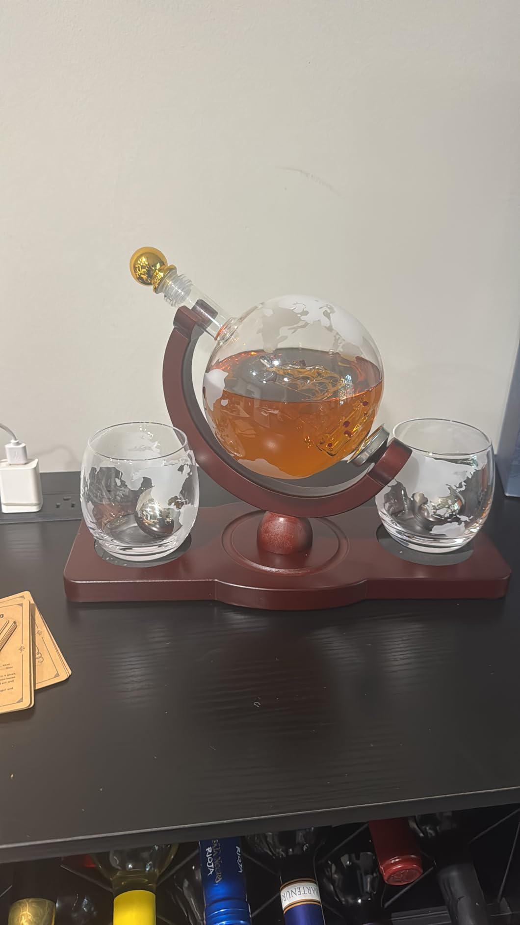 PONPUR Gifts for Men Dad Fathers Day, Whiskey Decanter Globe Set with 2 Ball Stones & 2 Glasses, Anniversary Birthday Gifts for Him Husband Boyfriend Brother, Cool Stuff Gift for Bourbon Scotch customer photo 1