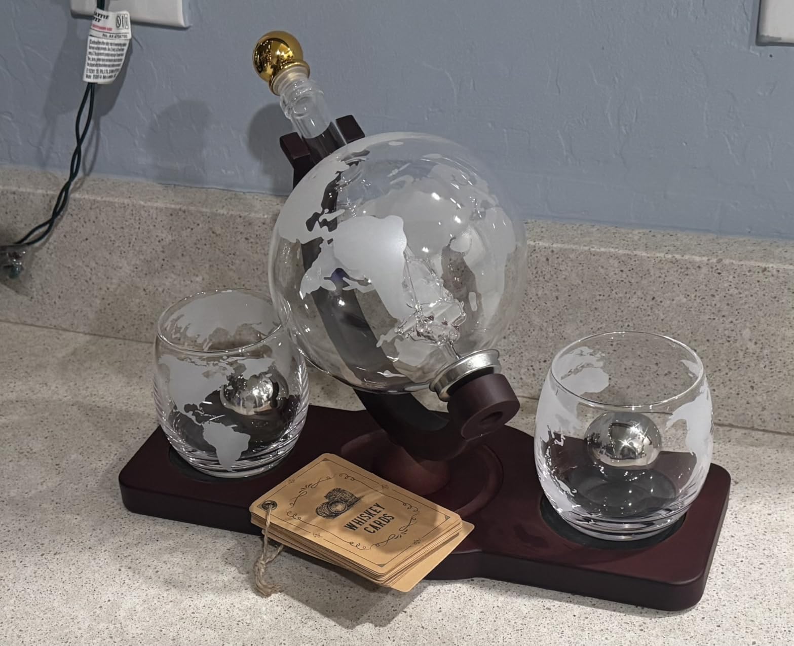 PONPUR Gifts for Men Dad Fathers Day, Whiskey Decanter Globe Set with 2 Ball Stones & 2 Glasses, Anniversary Birthday Gifts for Him Husband Boyfriend Brother, Cool Stuff Gift for Bourbon Scotch customer photo 2