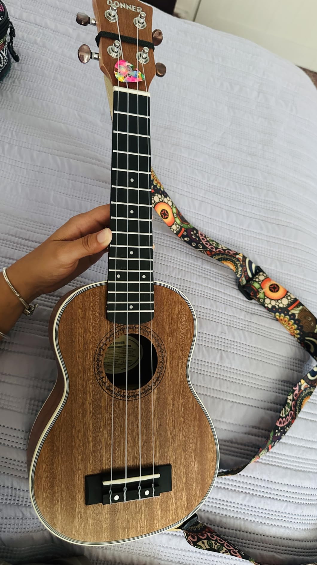 Donner Soprano Ukulele Mahogany 21 inch Ukelele Beginner Kit Online Lesson Gig Bag Strap Nylon String Tuner Picks Cloth DUS-1 Ukalalee Set Christmas Gift customer photo 1