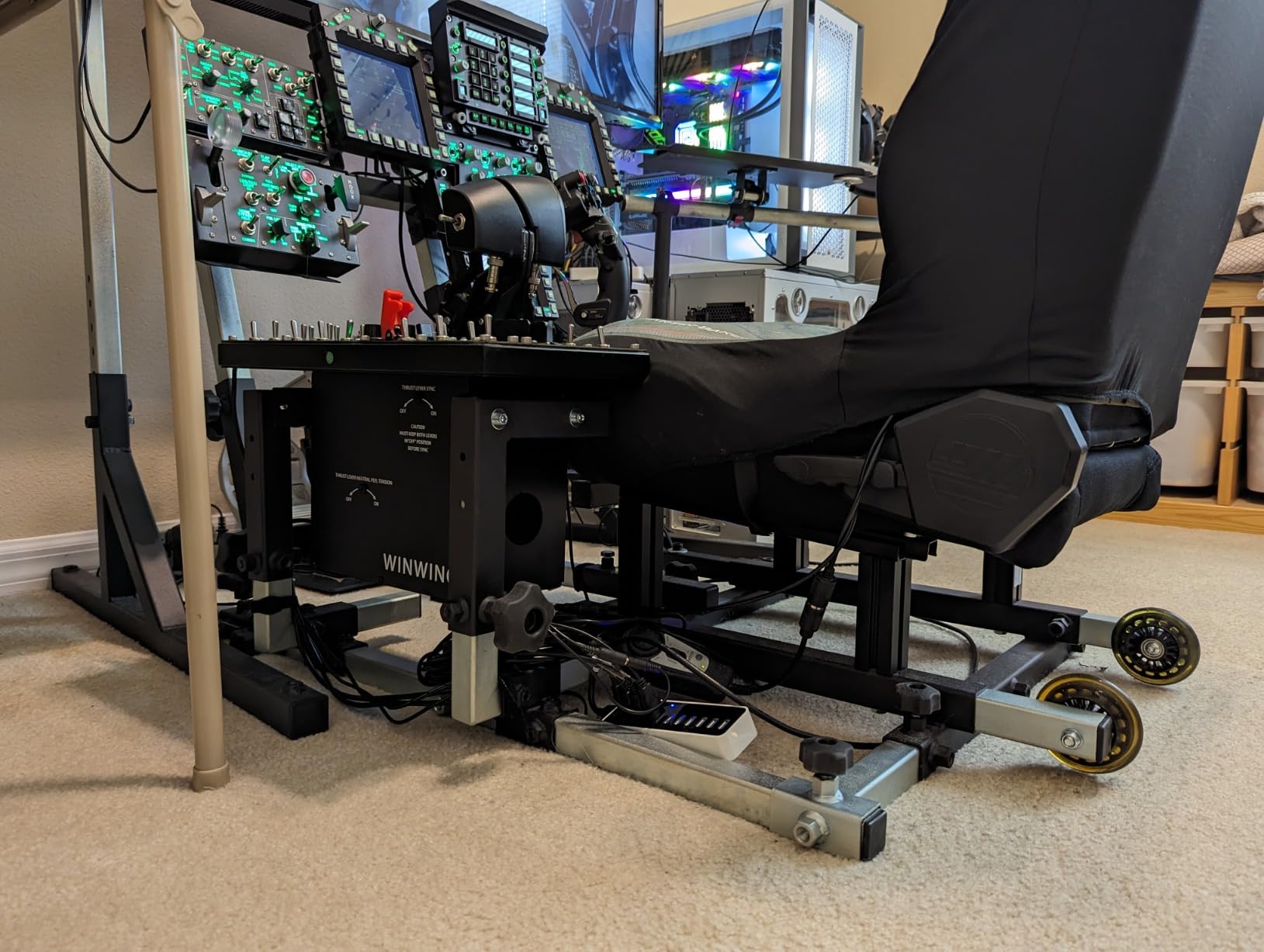 SimFab Modular Flight Simulator Cockpit For Combat Simulation. DCS Edition. Compatible With Thrustmaster Warthog, WinWing, VirPil, VKB And Alike Controls. Upgradable To General Aviation, Space Sim Or Sim Racing. (black seat) customer photo 1