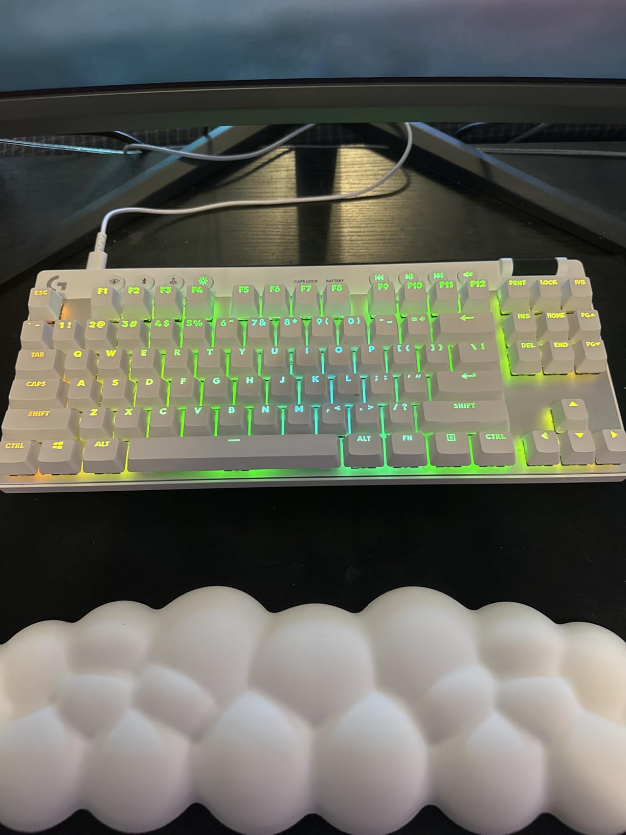 Logitech G PRO X TKL Lightspeed Wireless Gaming Keyboard, Ultra-Portable Tenkeyless Design, LIGHTSYNC RGB, PBT keycaps, Tactile Switches (GX Brown) - White customer photo 1