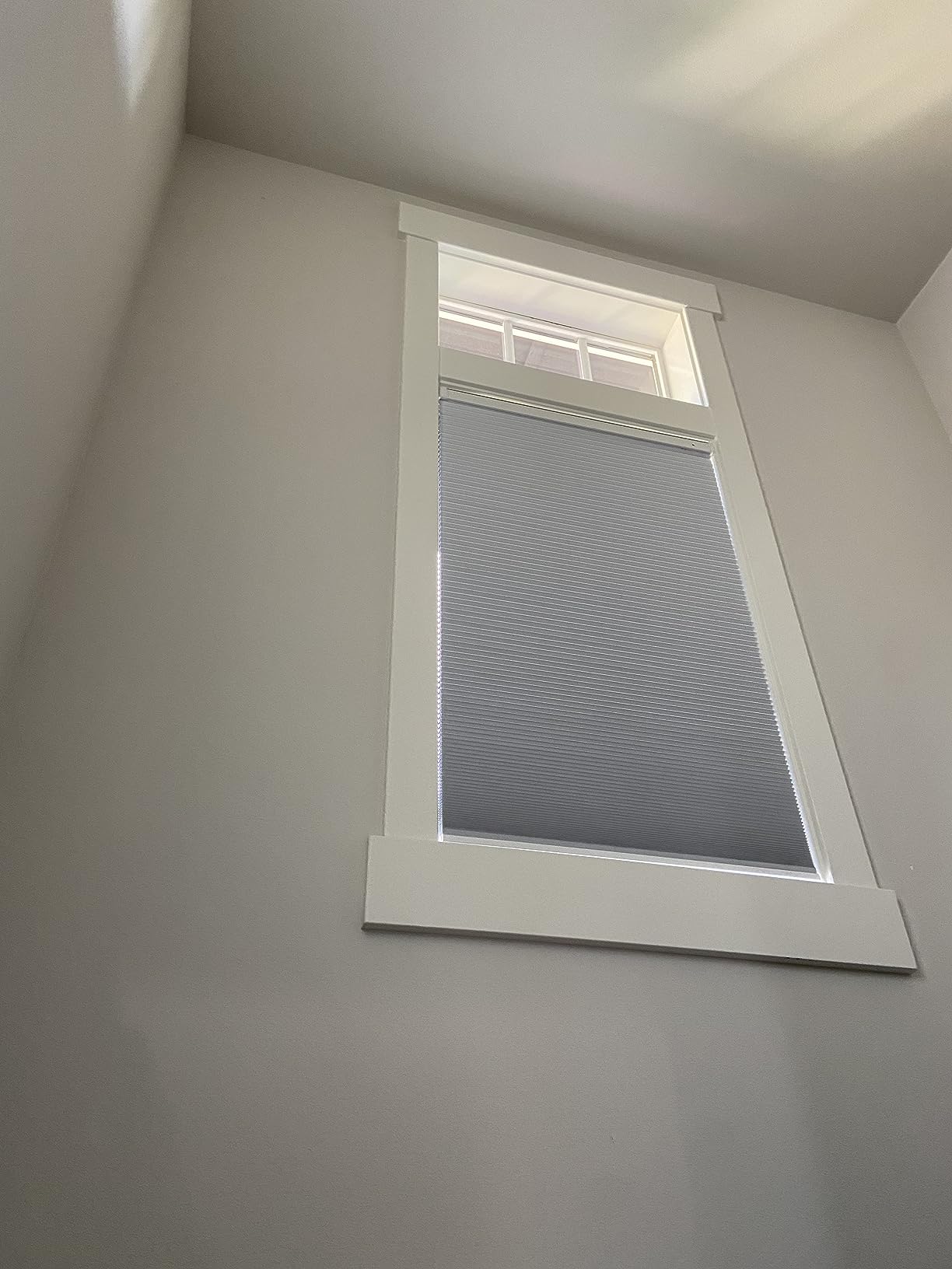 CINONEKO Motorized Cellular Shades with Remote, No Drill Smart Blackout Honeycomb Blinds, Cordless Automatic Electric Window Shade with Solar Panel, Alexa & Google, Rechargeable, Grey 34