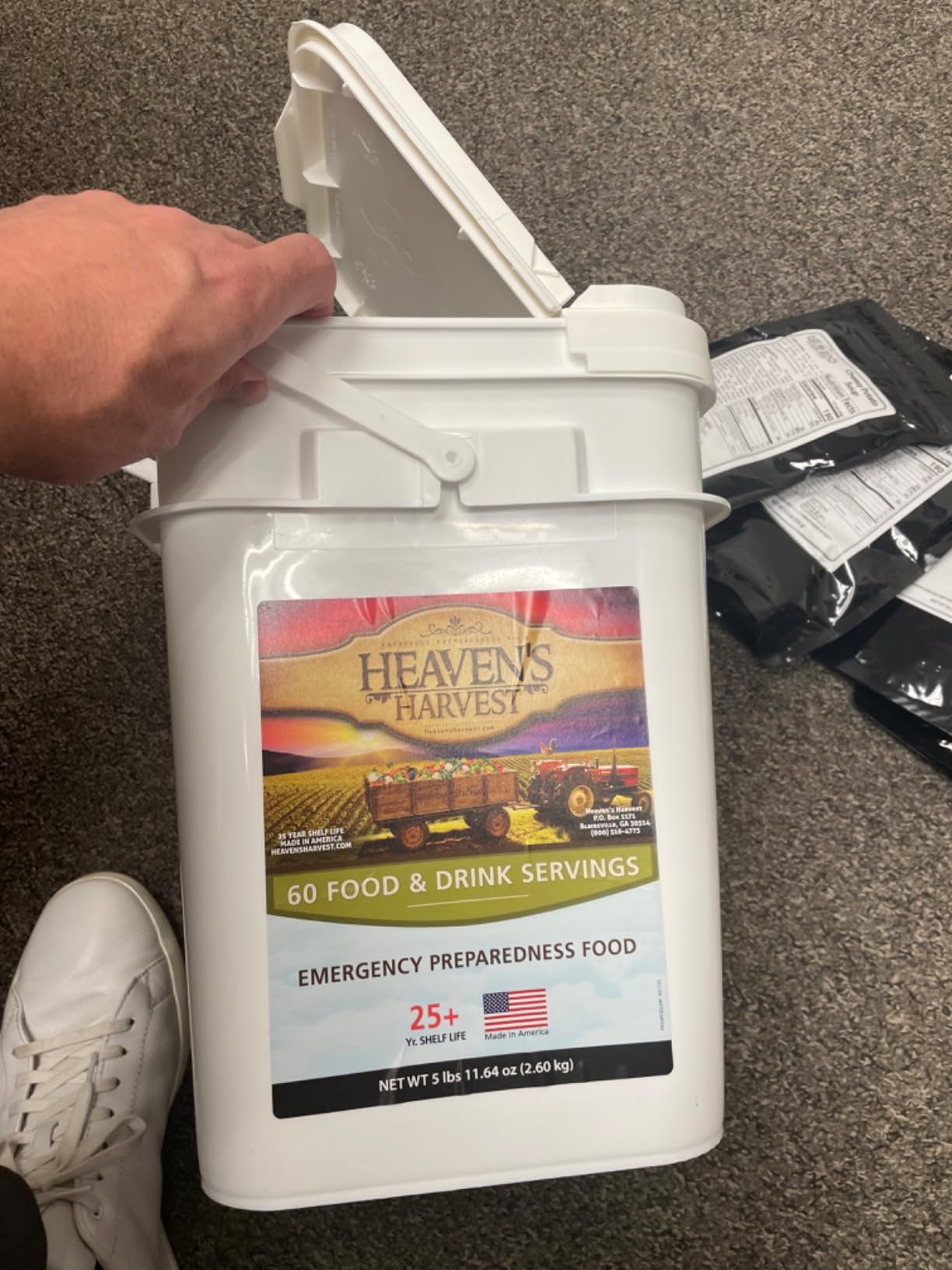 Heaven’s Harvest 25-Year Family Food Kit — Emergency Food Supply. Freeze Dried Survival Food Kit + Water-Proof 25-Year Storage Bucket. MRE Meals/Non-Perishable & Perfect Camping Food (60 Servings) customer photo 2