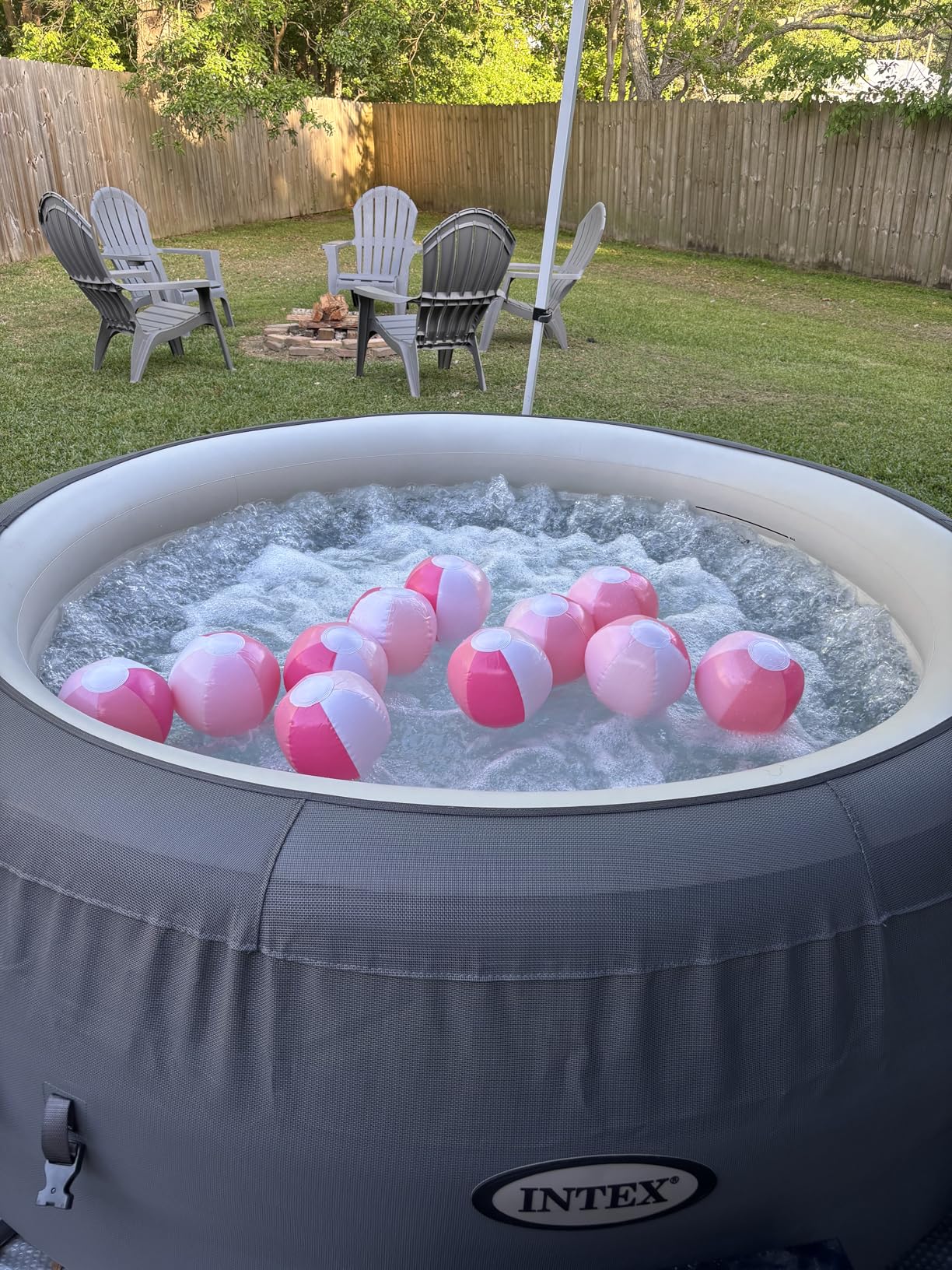 INTEX SimpleSpa 4 Person Inflatable Hot Tub, Portable Spa with 100 Jets | 28483E Built-in Hard Water Treatment with Cover & Ground Cloth for Insulation, 77in x 26in customer photo 2