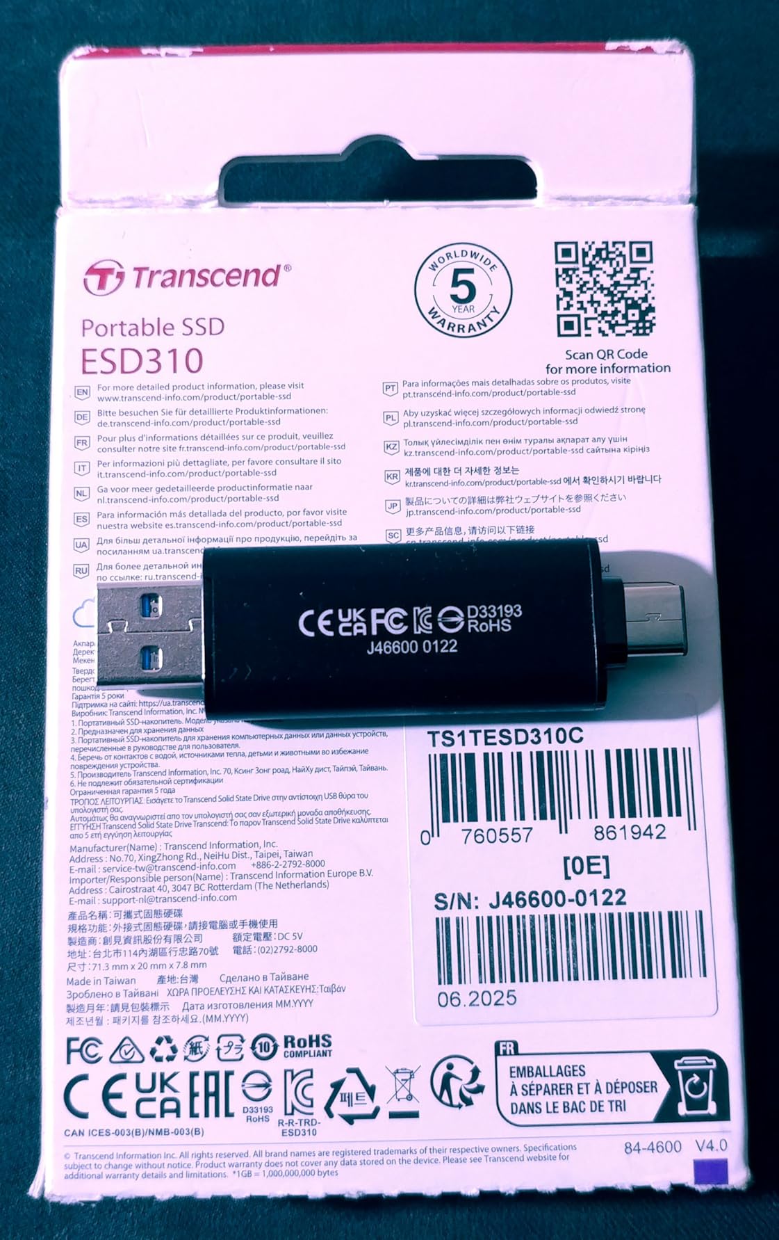 Transcend ESD310 256GB External SSD, Up to 1,050MB/s, Dual USB Flash Drive for iPhone/iPad/Mac/Windows, Android/Tablet/PC, USB 3.2 Gen 2 Thumb Drive Photo Stick, 2-in-1 Type C & Type A Memory Stick customer photo 2