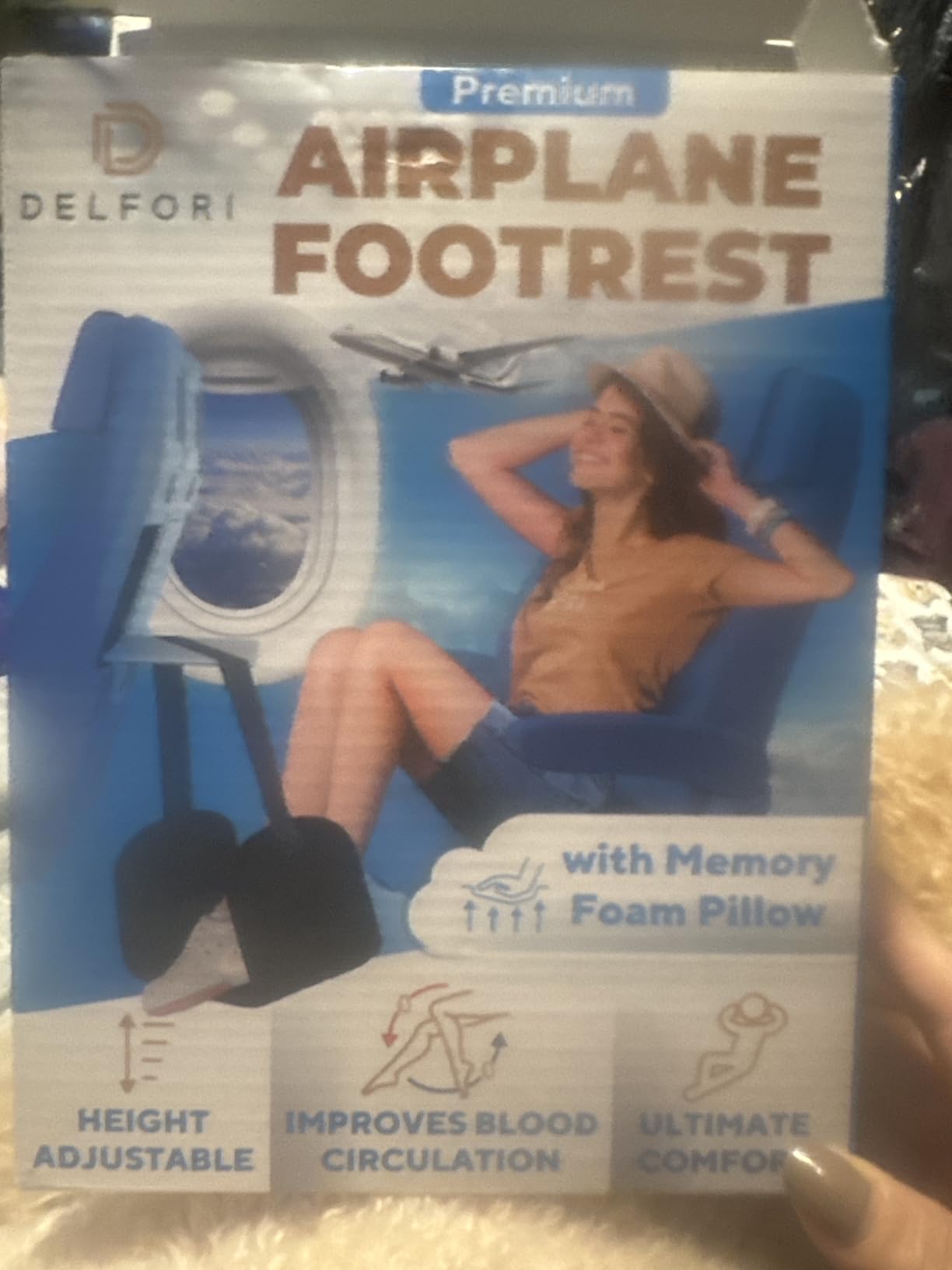 Foot Hammock for Plane Travel, Airplane Foot Rest and Leg Sling, Delfori customer photo 2