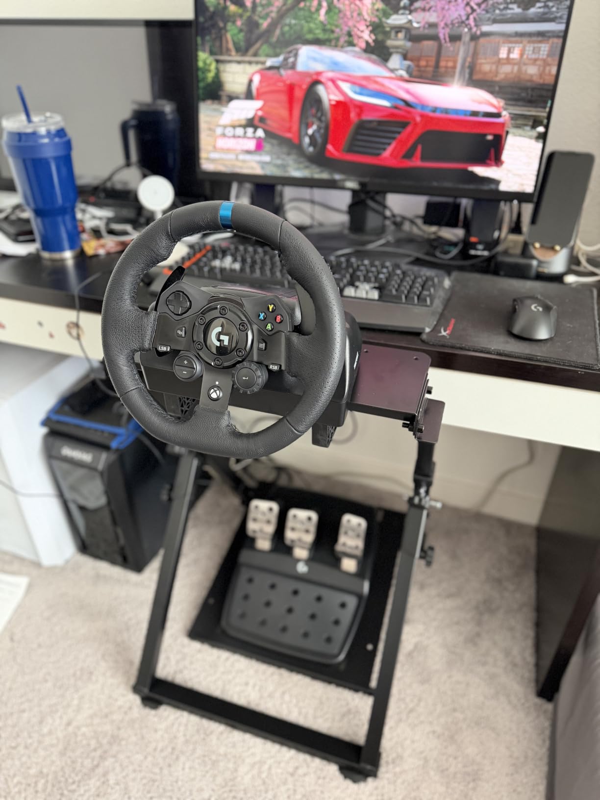 GTPLAYER Sim Racing Wheel Stand Simulator Cockpit Wheel Stand Racing Steering Shifter Mount fit for Logitech G25 G27 G29 G920 G923 Thrustmaster T330TS Gaming Stand Wheel Pedals NOT Included, Black customer photo 2