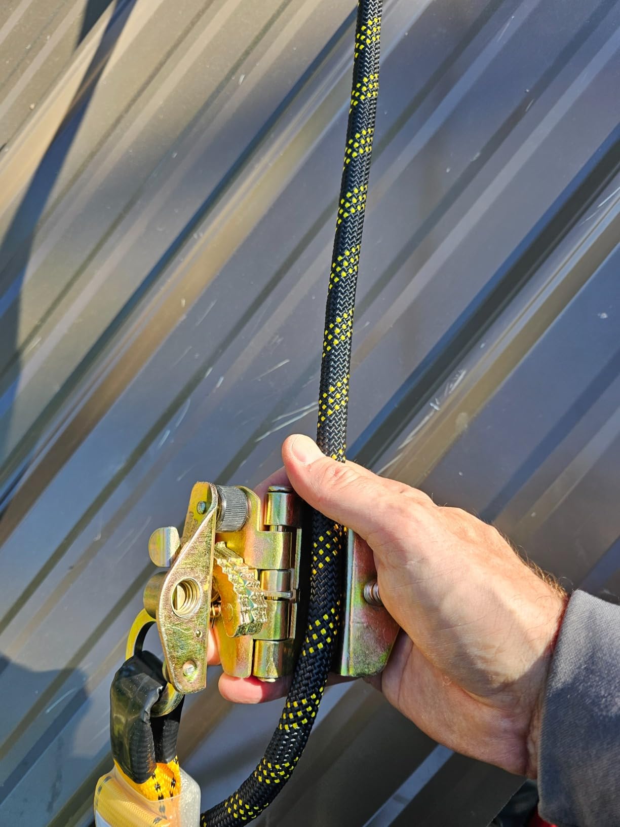 TRSMIMA Rope Harness Safety Lanyard: 50ft Vertical Roofing Rope Grab Snap Hooks Shock Absorber Fall Protection Kit customer photo 1