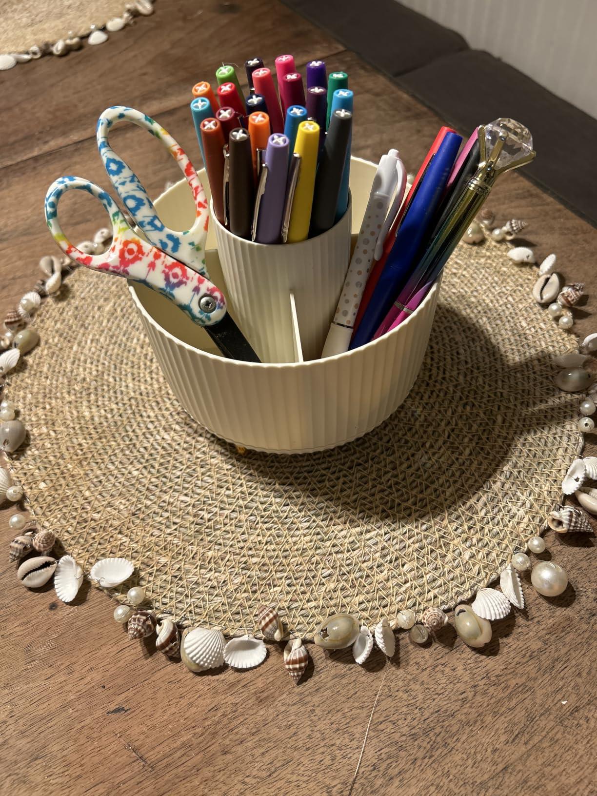 SKYDUE 360 Rotating Plastic Desk Organizer with 5 Slots, Dual-Purpose Art Supply Pencil Cup for Office, School, Home customer photo 1