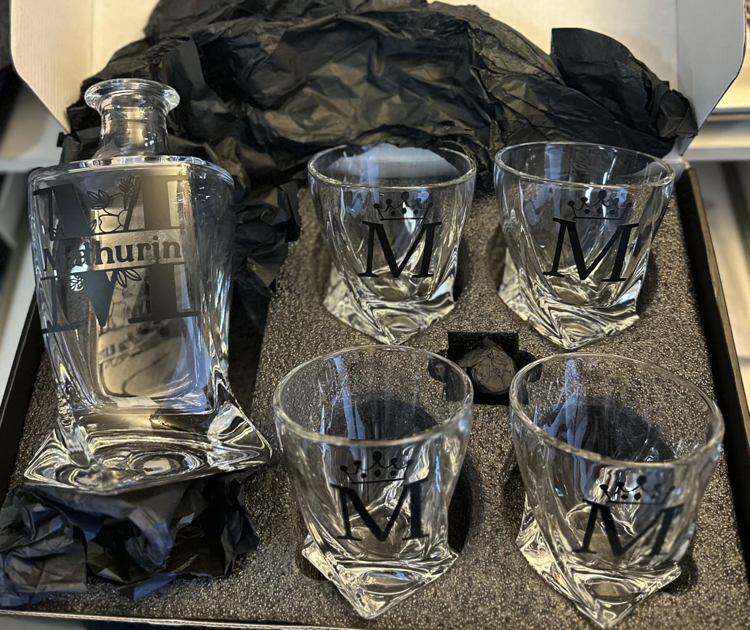 Luxury Gift For Men - Whiskey Decanter Set For Beloved Husband Or Dad Birthday Gift - 4 Whiskey Glasses And Decanter Set Is a Great Gift Idea for Whisky, Bourbon, or Scotch lovers customer photo 2