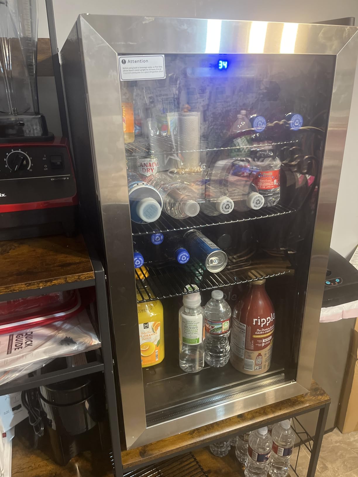 Icyglee Beverage Refrigerator Cooler, 126 Can Mini Fridge with Glass Door for Wine, Soda Beer, Beverage Cooler for Home, Bar, Office with Adjustable Removable Shelves, Black customer photo 1