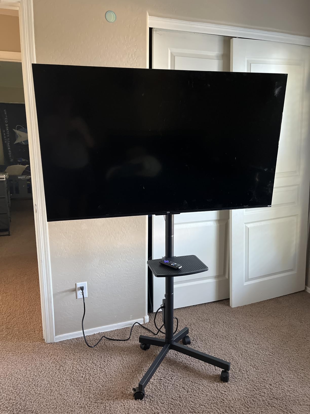 Rfiver Mobile TV Cart with Power Outlet, Rolling TV Stand for 23-65 Inch LCD LED OLED Flat Panel Curved Screen TVs up to 88 lbs, Height Adjustable Portable TV Stand with Wheels, Max VESA 400x400mm customer photo 2
