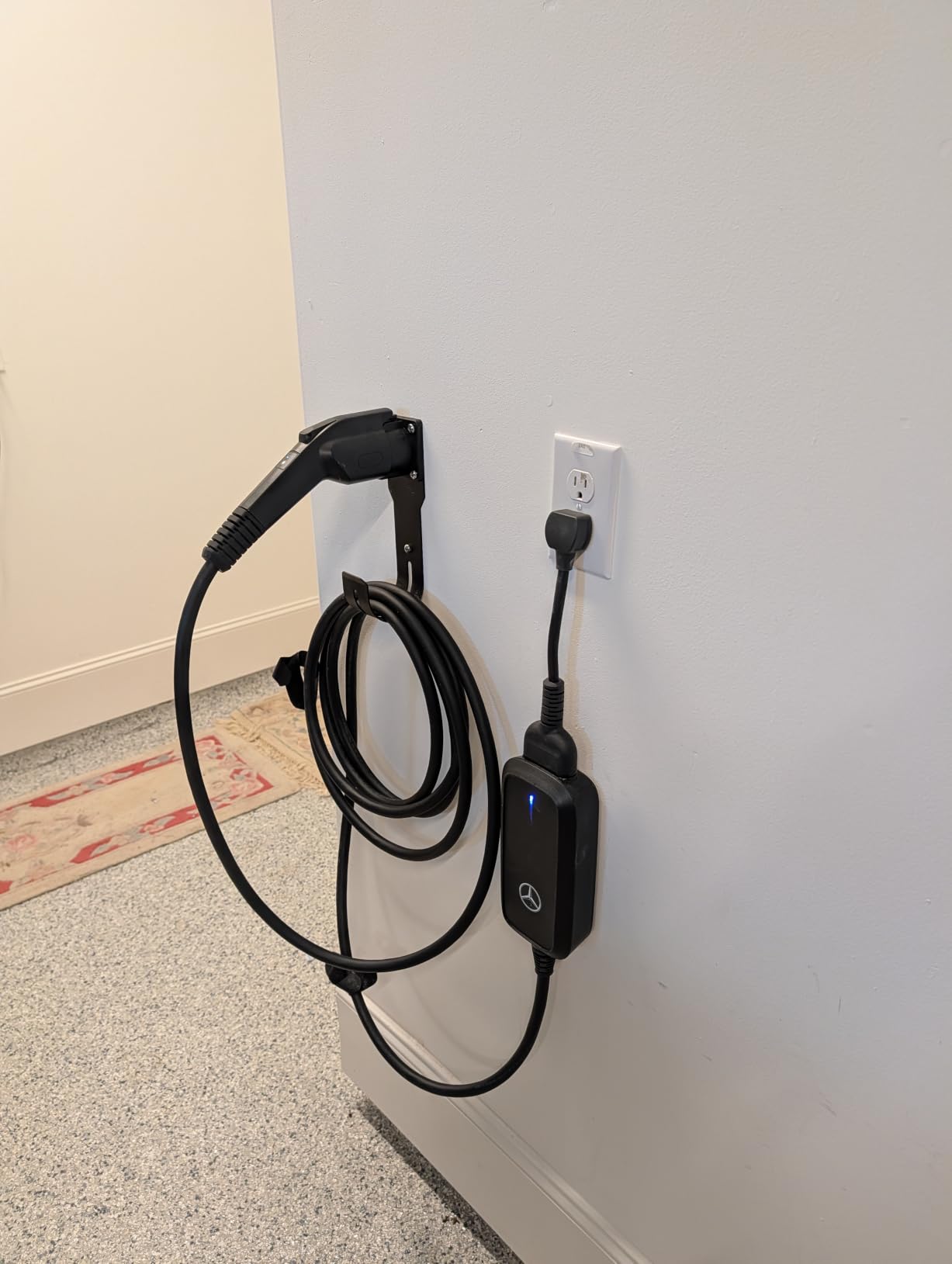 MECMO EV Charger Holder SAE J1772 Nozzle Holster Dock and J-Hook Combination Wall Mount, EVSE Electric Vehicle Car Charger Cable Organizer EV Charger Cord Wall Hook Cable Holder J1772 Connector customer photo 2
