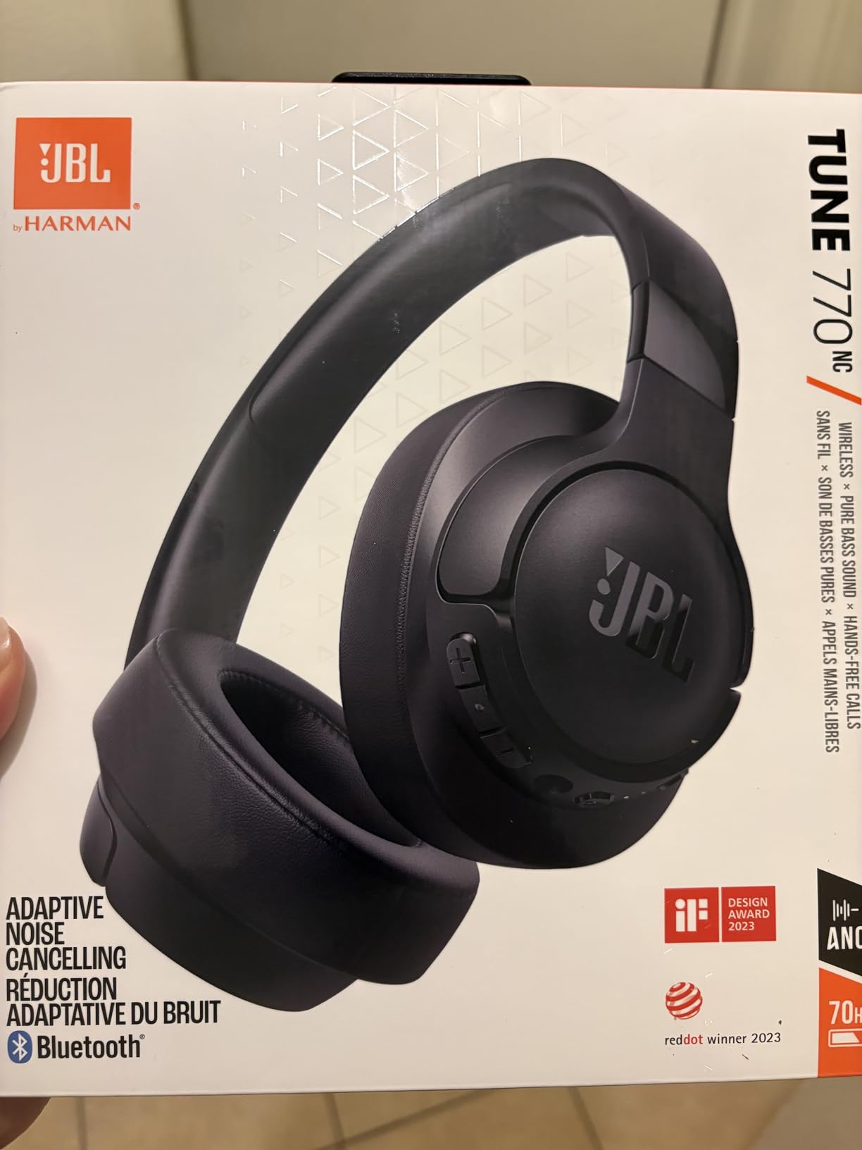 JBL Tune 770NC - Adaptive Noise Cancelling with Smart Ambient Wireless Over-Ear Headphones, Bluetooth 5.3, Up to 70H Battery Life with Speed Charge, Lightweight, Comfortable & Foldable Design (White) customer photo 2