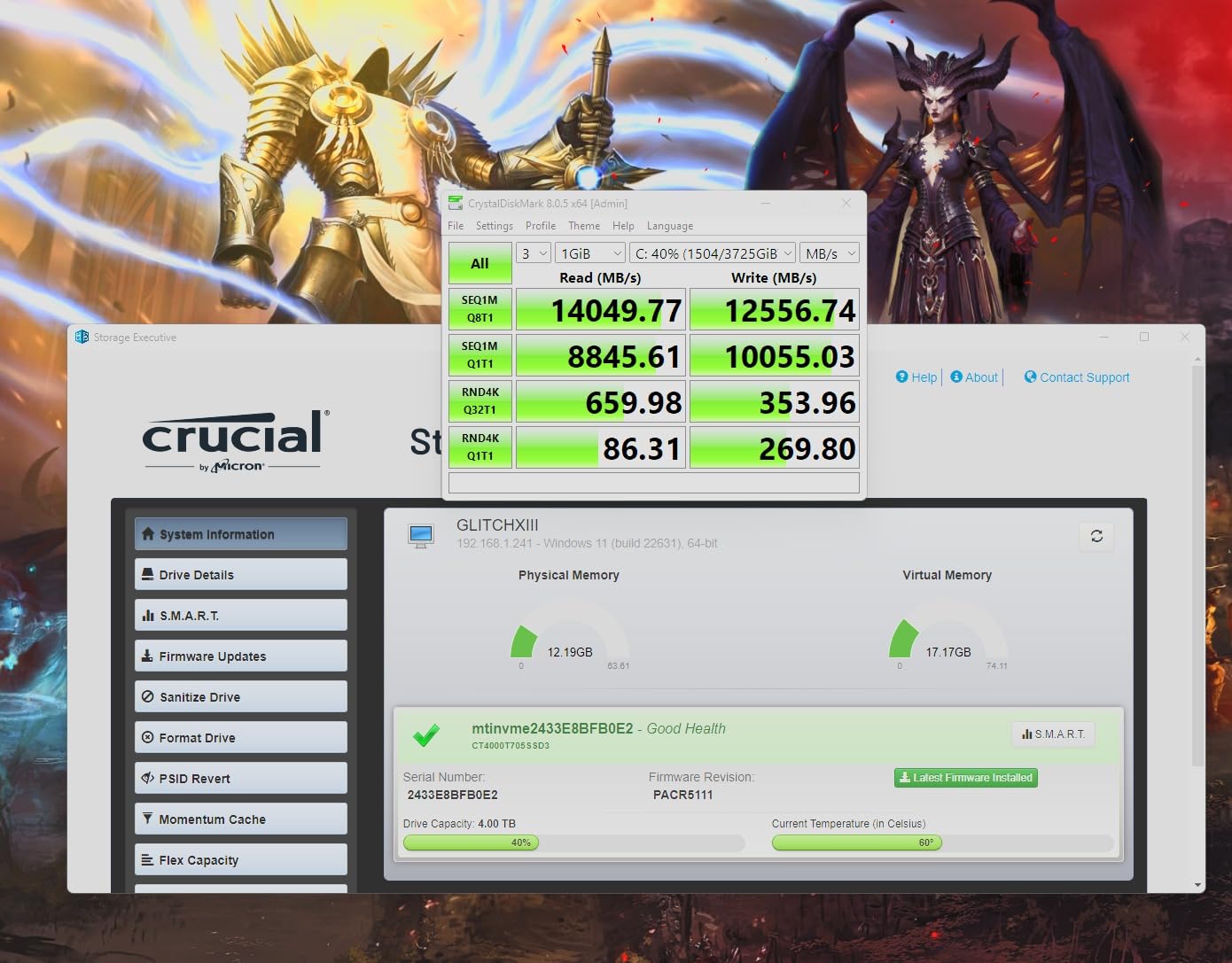 Crucial T705 PCIe Gen5 NVMe 2TB SSD, Up to 14,500MB/s, TLC NAND, Intel & Ryzen Compatible, for Hardcore Gaming & High-Speed Storage, Solid State Drive, Includes 1Mo Adobe CC – CT2000T705SSD3 customer photo 1