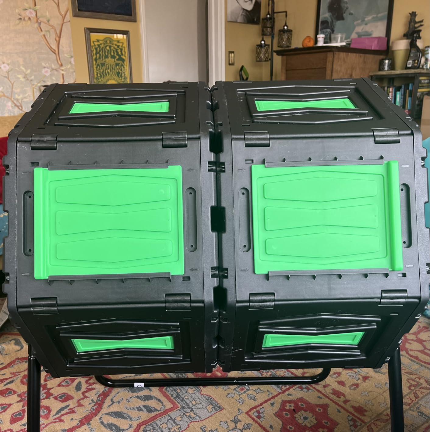 Compost Tumbler, Easy Assemble & Efficient Outdoor Compost Bin, 45 Gallon/170 Liter Large Dual Chamber Rotating Composter for Garden, Kitchen, and Yard Waste, Green Door customer photo 2