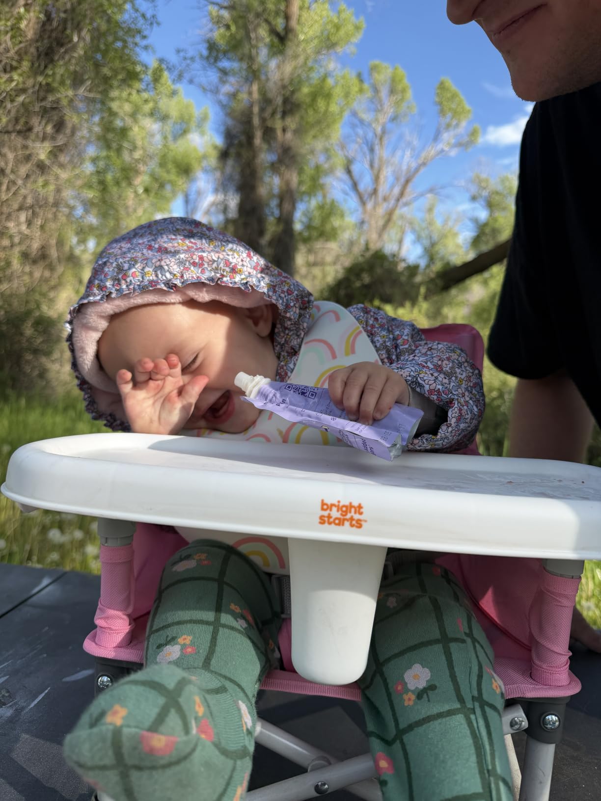 Bright Starts Pop 'N Sit Portable Booster Seat, 3-in-1 Floor Seat, Travel High Chair & Toddler Booster with Feeding Tray, Indoor/Outdoor, Grey, 6 Months-3 Years customer photo 2