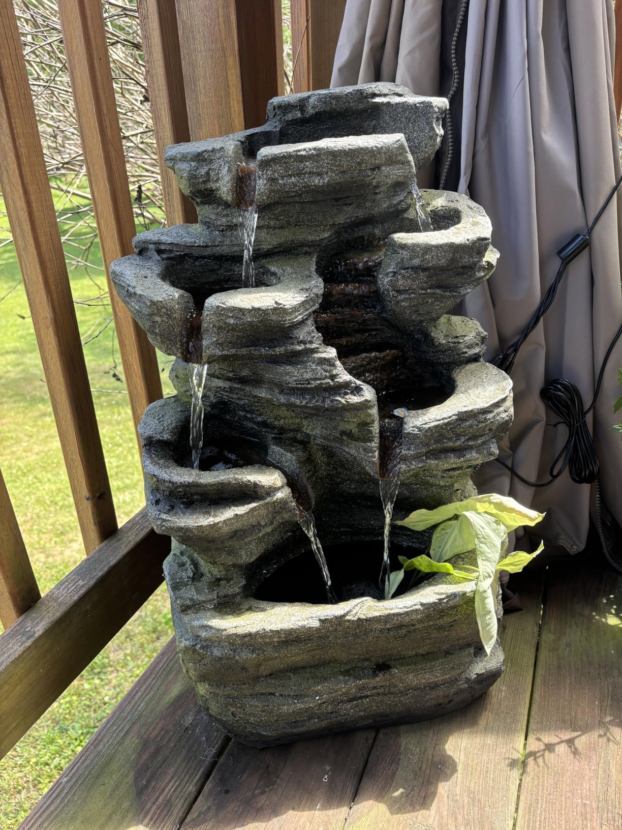 Bumilgar 6 Tier Cascading Rock Solar Water Fountain Outdoor Garden Waterfall Decor for Garden, Patio, Backyard, Deck, Porch and Home Art Decor, 24.4
