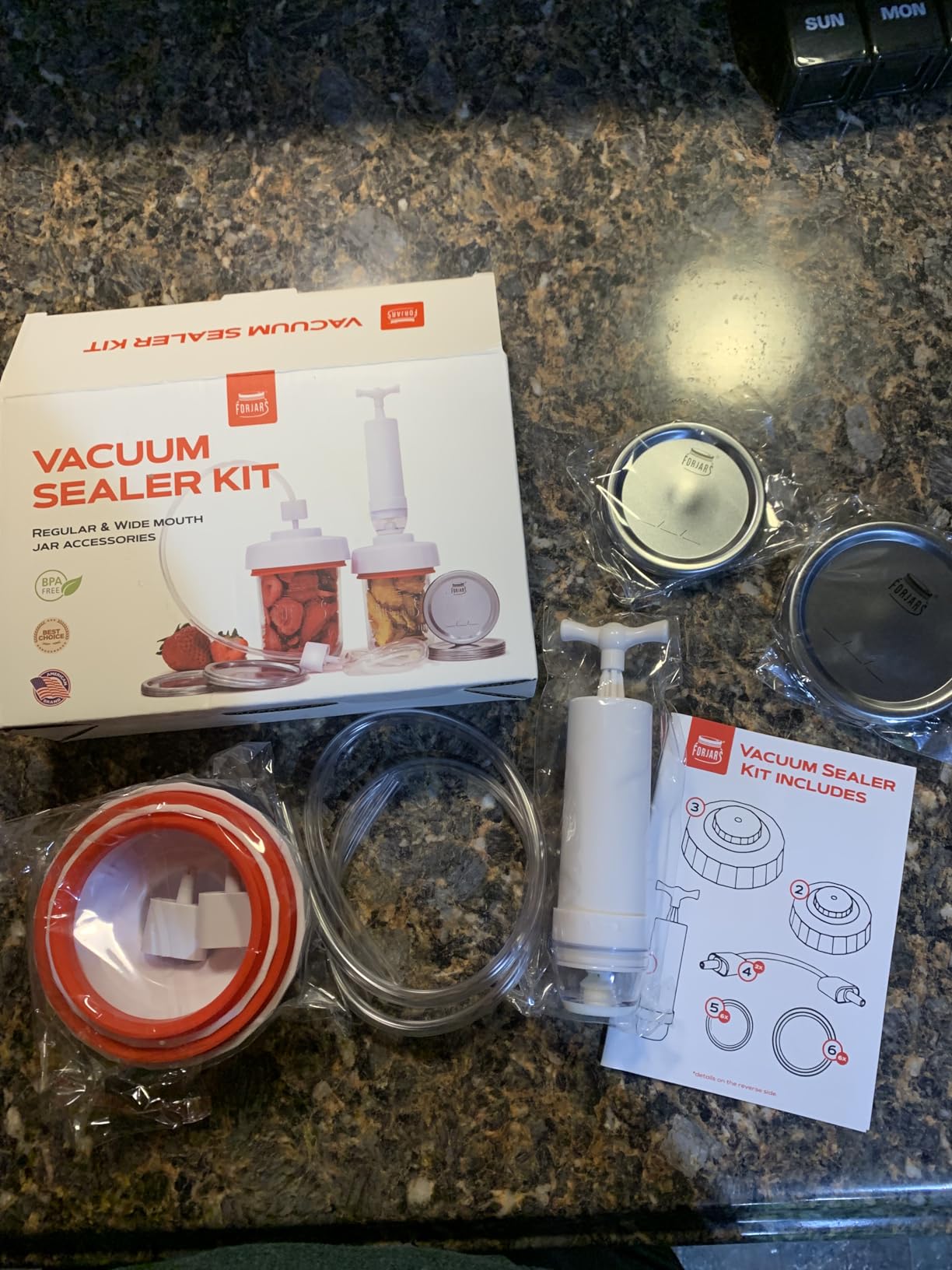 FORJARS Jar Vacuum Sealer Accessory Set for Mason Jars - Compatible with Regular and Wide Mouths, Cordless Pump for Portable Manual Hand Sealing, no electric. Vacuum Sealer with Plastic Lids customer photo 1