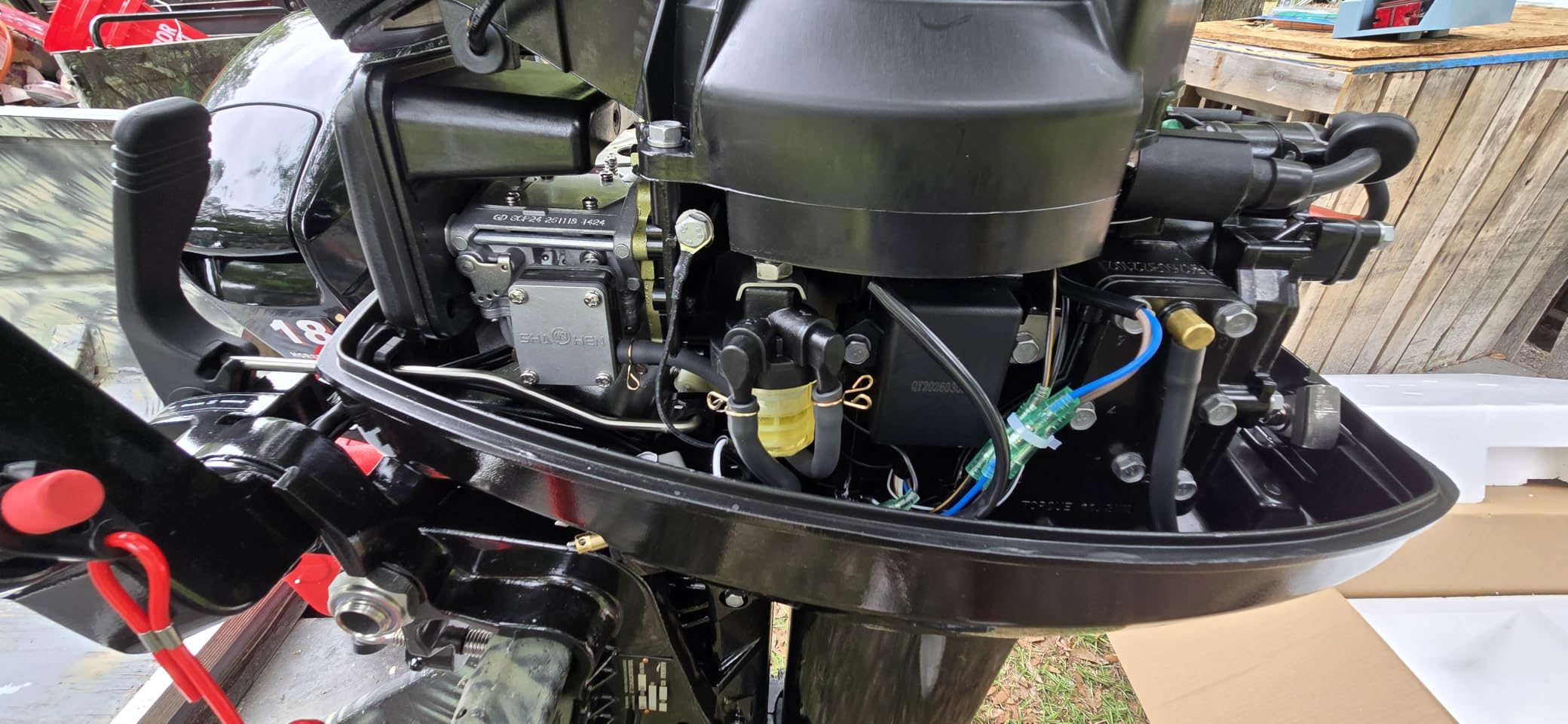 2 Stroke 18 HP HangKai Outboard Motor Boat Engine, Heavy Duty CDI Water Cooling System Short Shaft customer photo 1
