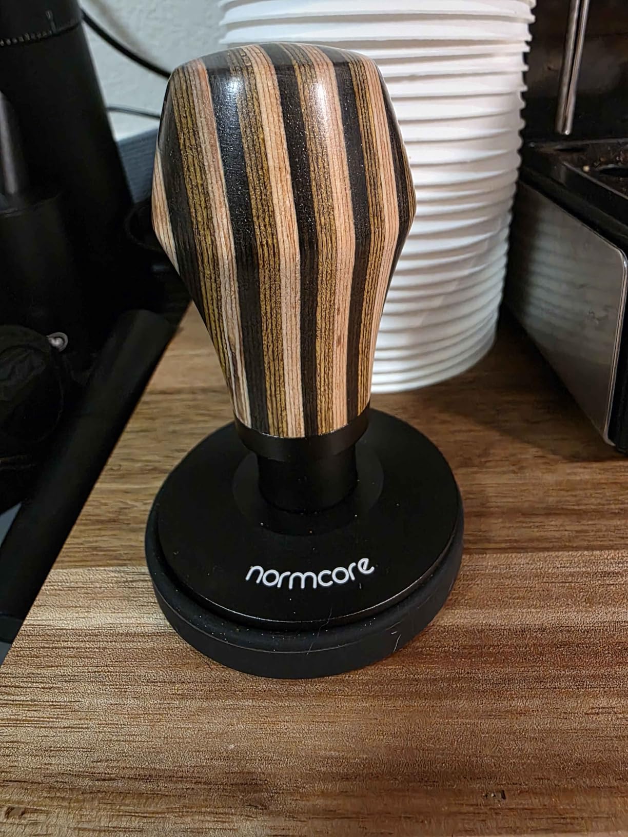 Normcore 58mm Espresso Coffee Tamper V4 - Spring Loaded Tamper With Titanium PVD Coating Flat Base -15lb / 25lb / 30lbs Replacement Springs, Genuine American Walnut Handle customer photo 2