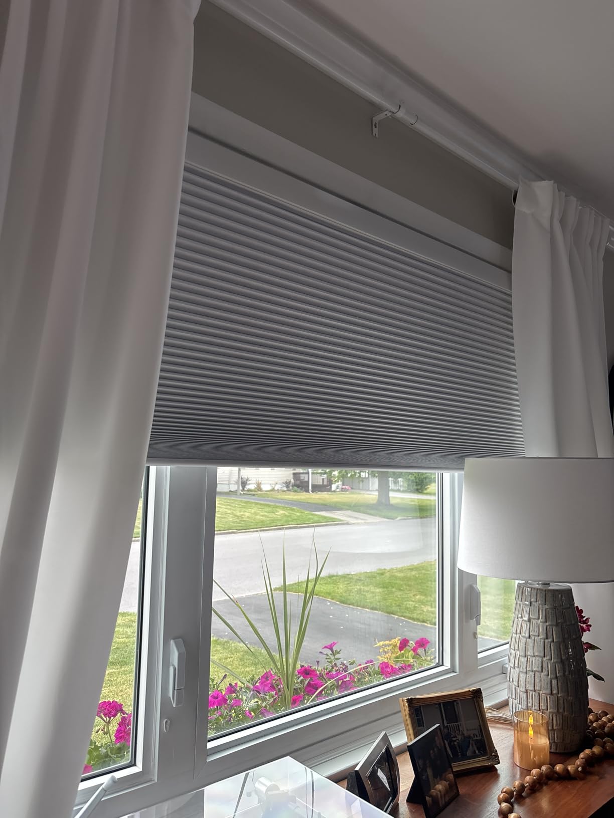 Motorized Cellular Shades with Remote, Blackout Smart Cellular Shades Compatible with Alexa, Cordless Honeycomb Window Blinds for Bedroom Home Office, Custom Size, Blackout Pearl customer photo 1
