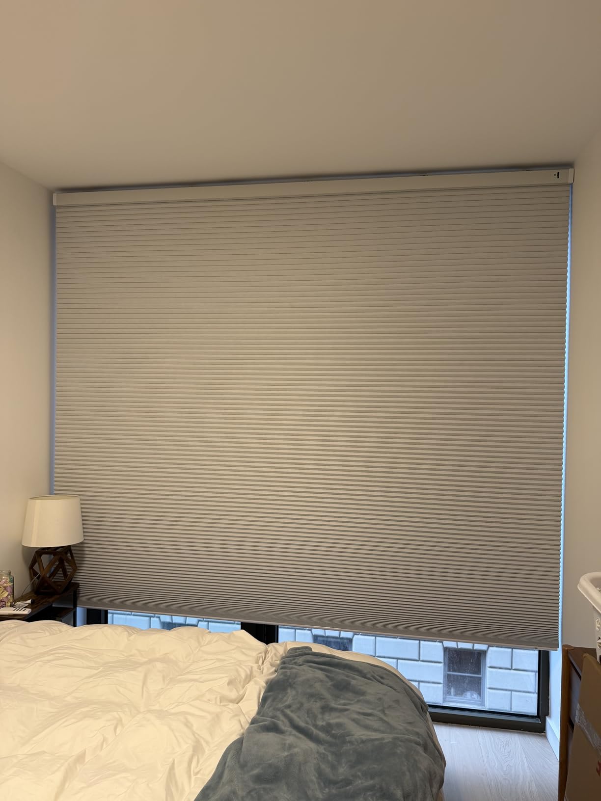 Motorized Cellular Shades with Remote, Blackout Smart Cellular Shades Compatible with Alexa, Cordless Honeycomb Window Blinds for Bedroom Home Office, Custom Size, Blackout Pearl customer photo 2