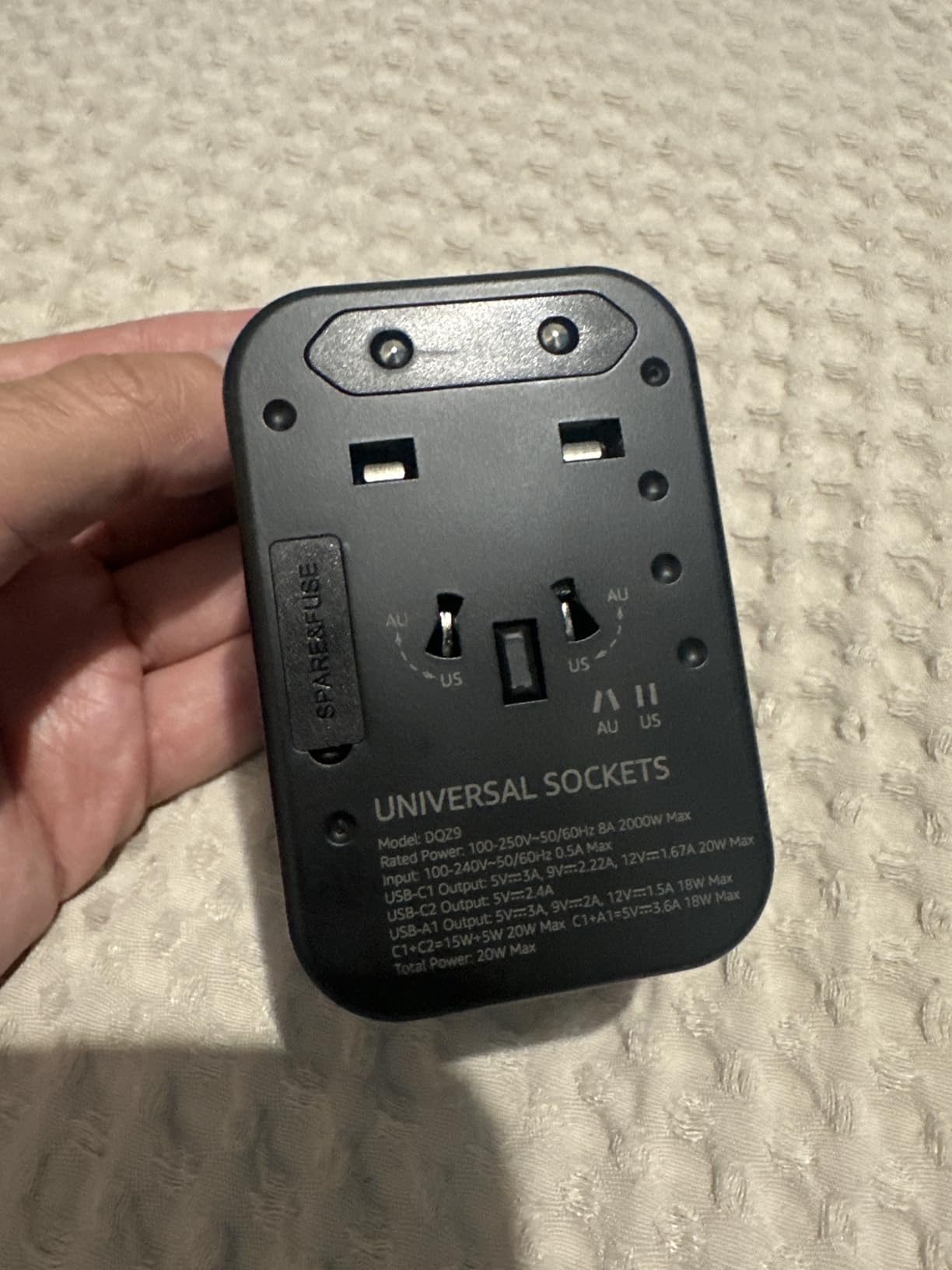 Universal Travel Adapter, International Travel Plug Adapter with 2 USB-C(PD 20W) & 1 USB-A Ports, All in One Portable Adaptor, for USA, UK, EU, AU & 224+ Countries (White) customer photo 1