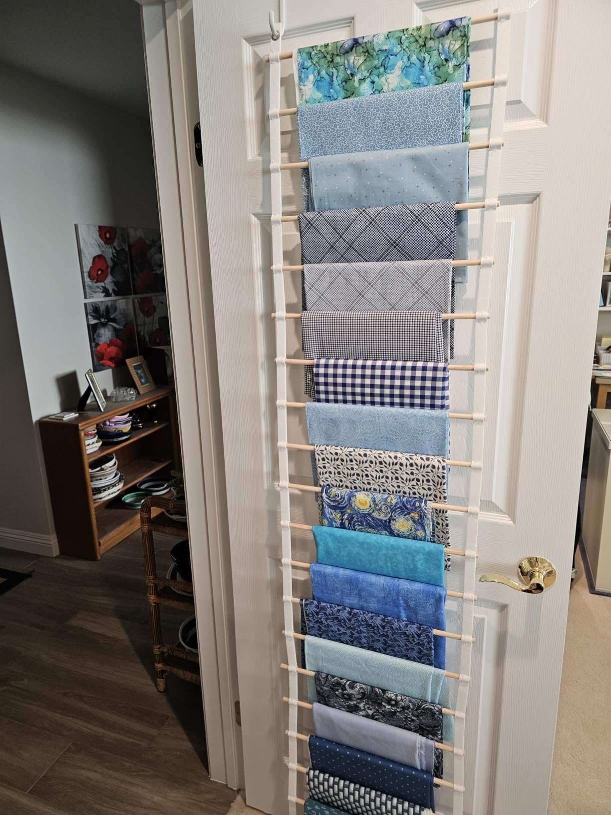 Sewing Room Hanging Wall Fabric Organizer, Over The Door 20-Shelf Cloth Organizer with 4 Hooks, Closet Hanging Fabric Storage for Sewing & Quilting Collection customer photo 2