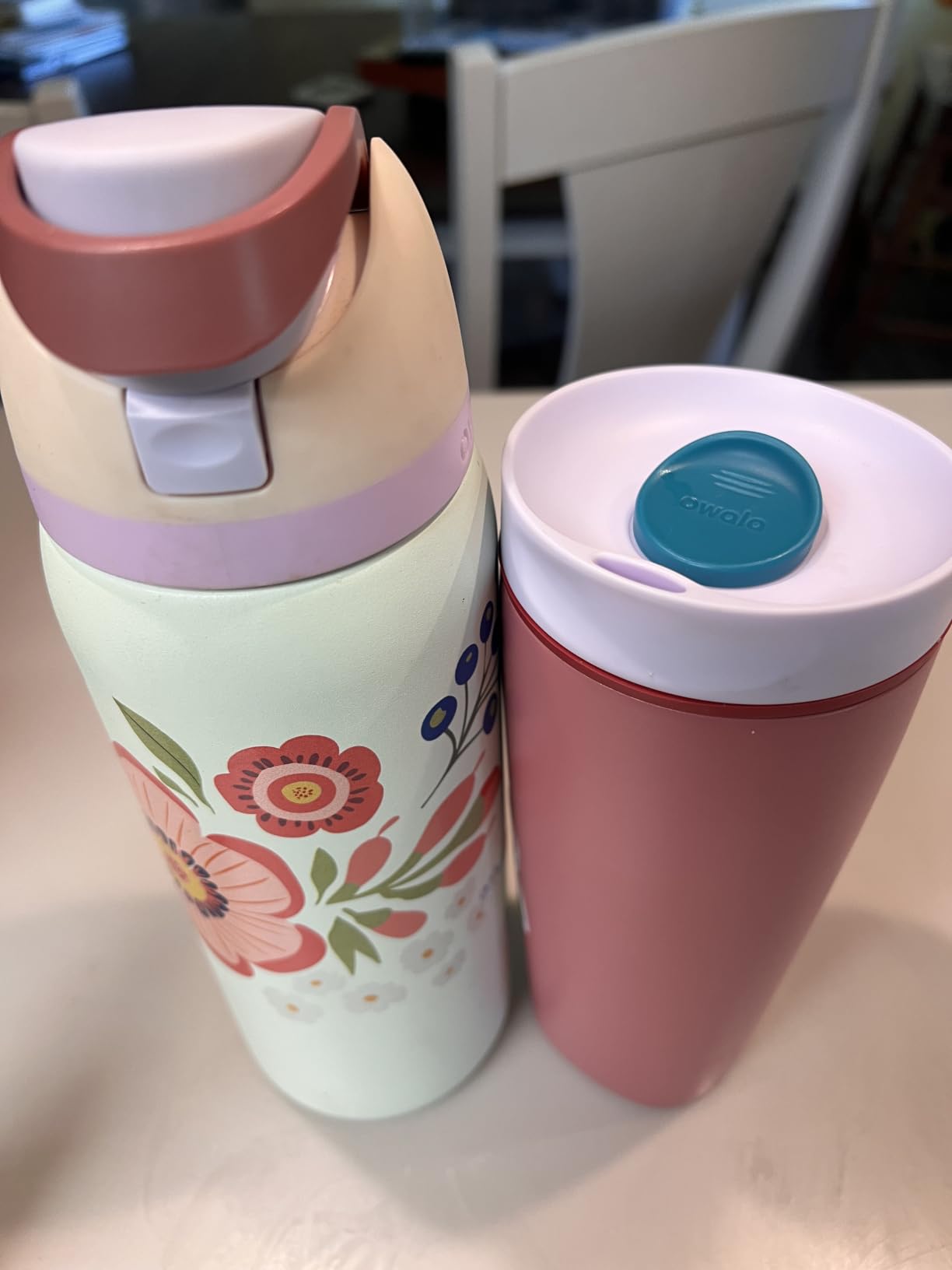 Owala SmoothSip Slider Insulated Stainless Steel Coffee Tumbler, Reusable Iced Coffee Cup, Hot Coffee Travel Mug, BPA Free 20 oz, Pucker Up customer photo 1
