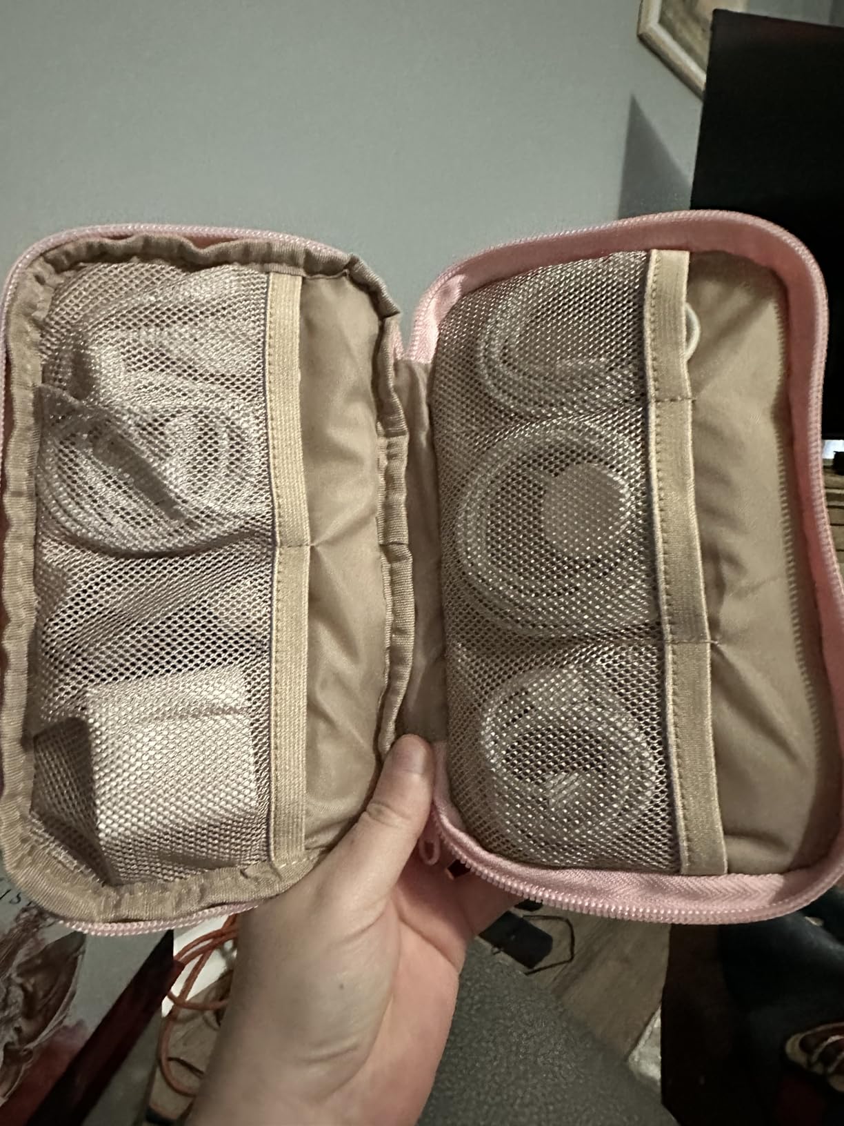 BAGSMART Electronics Organizer Travel Case, Cord Storage for Chargers Cables Phones, Compact Tech Accessories Pouch, Pink customer photo 2