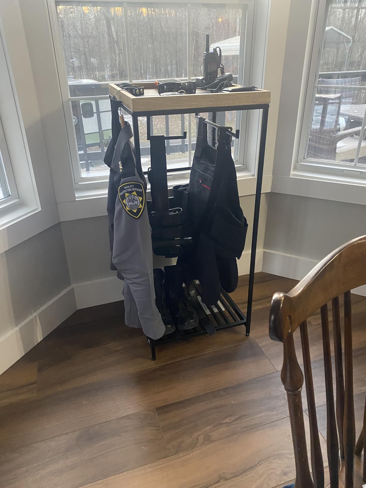 Police Gear Rack - Law Enforcement and Military Gear Stand Organizer - Uniform, Vest and Duty Belt Holder - Tactical Equipment Storage - Cop Caddy Gift customer photo 1