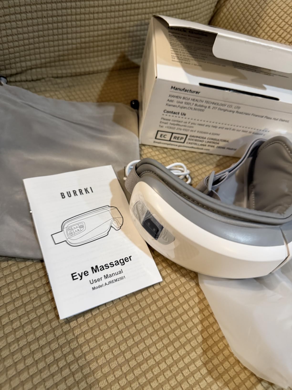 Eye Massager with Heat & Bluetooth Music, Massaging Eye Mask | Heated Eye Mask for Migraines Relief, Reduce Strain, Headache Relief and Improve Sleep, Birthday Gift for Dad Mom Men Women customer photo 1