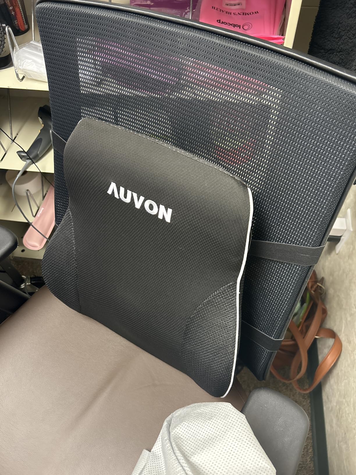 AUVON Lumbar Support Pillow for Office Chair with Patented Bulge for Lower Back Support, Ergonomic Office Home Essentials Improve Posture, Memory Foam Chair Cushion with Straps for Home, Office, Car customer photo 1