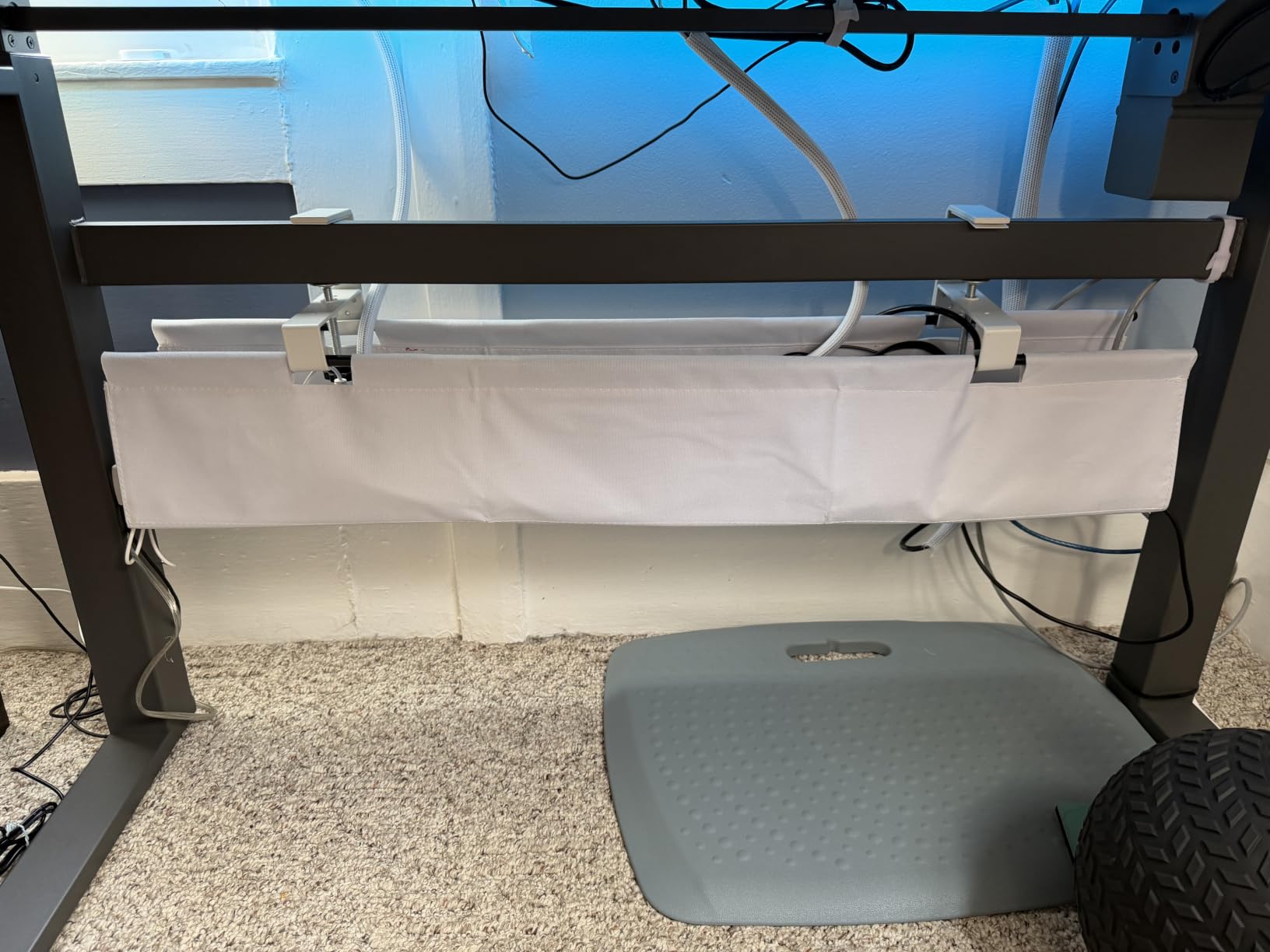 Univivi No Drill Under Desk Cable Management Tray, 36 Inch Cord Organizer for Table, Clamp/Screw Mount Desk Cable Management, Premium Fabric Cable Management Tray for Office, Home customer photo 2