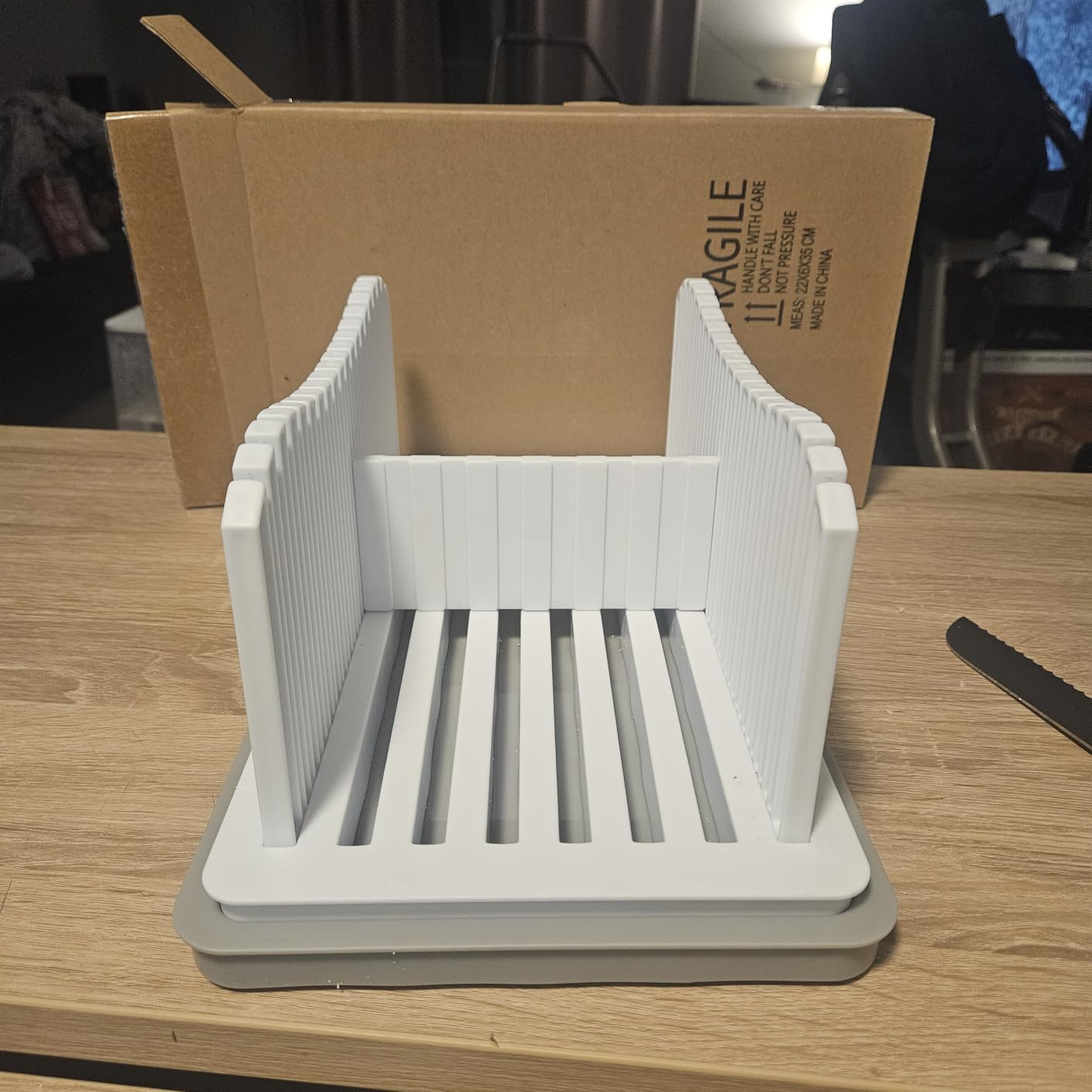 CAWIU Bread Slicer for Homemade Bread, Foldable Bread Cutter with Crumb Tray, Adjustable Width Bread Slicing Guide for Loafs, Sandwiches, Bagels, and Cakes customer photo 2