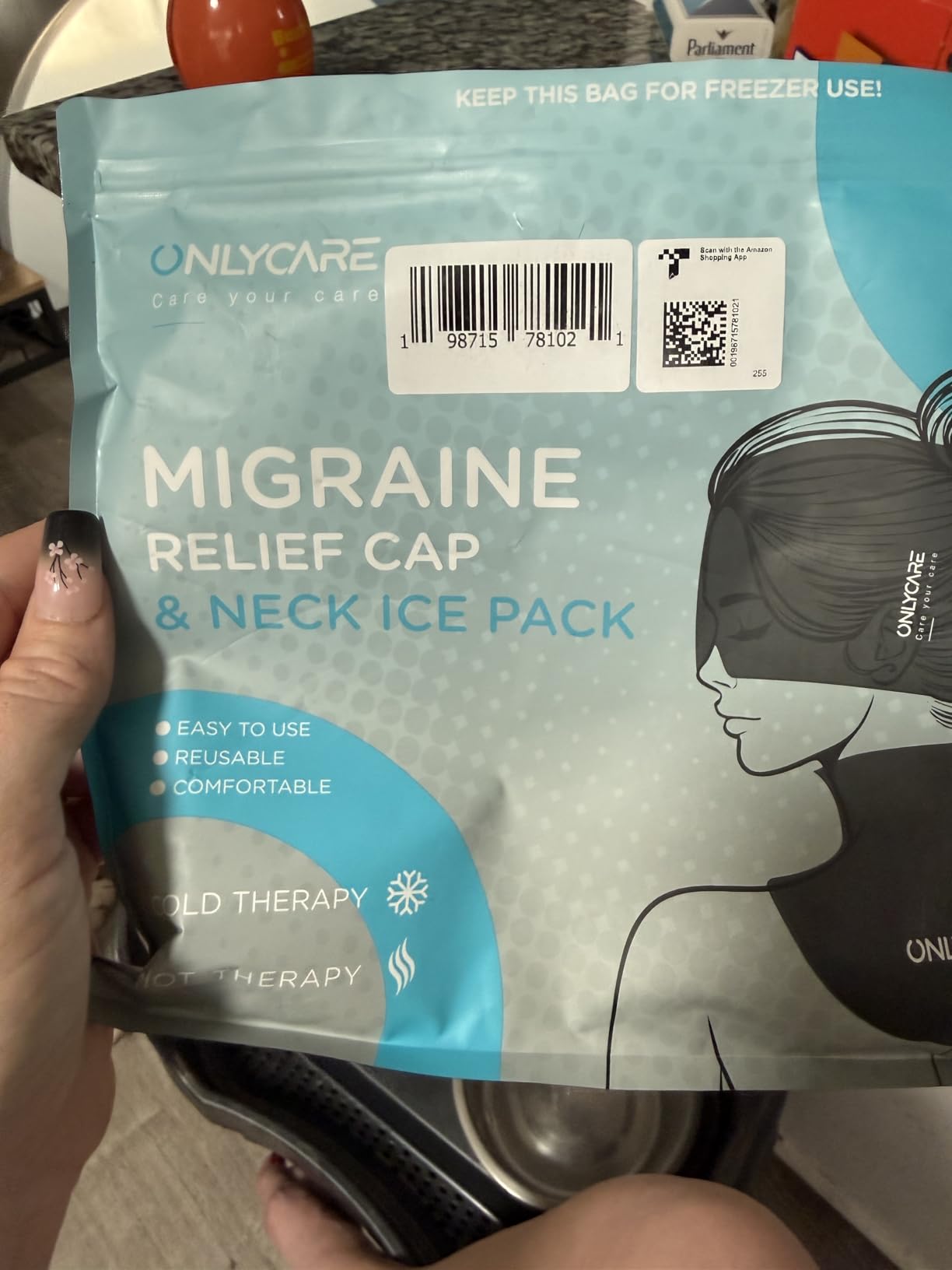 ONLYCARE Migraine Relief Cap and Neck Ice Pack Wrap Gel Set, Upgrade Headache Relief Cap and Shoulder Cold Pack, Hot and Cold Compress, FSA - HSA Eligible, Relief of Pain, Swelling, Office Pressure customer photo 1