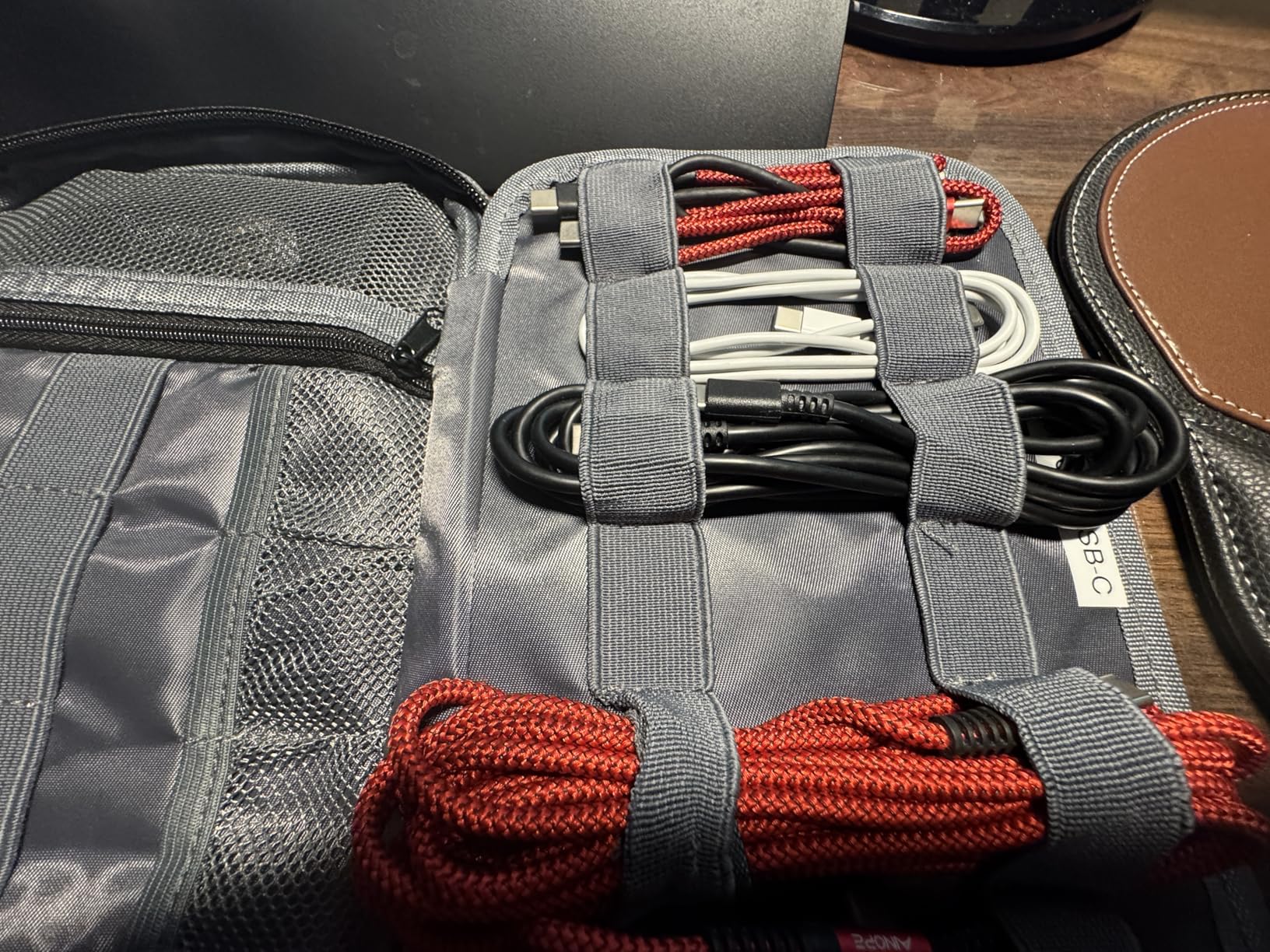Lacdo Cord Organizer Travel, Cable Organizer Bag Case, Portable Electronics Organizer Travel Case, 6 Layer Large Capacity Charging Cords Storage Organizer for Cables, SD Card, Travel Essentials, Gray customer photo 2