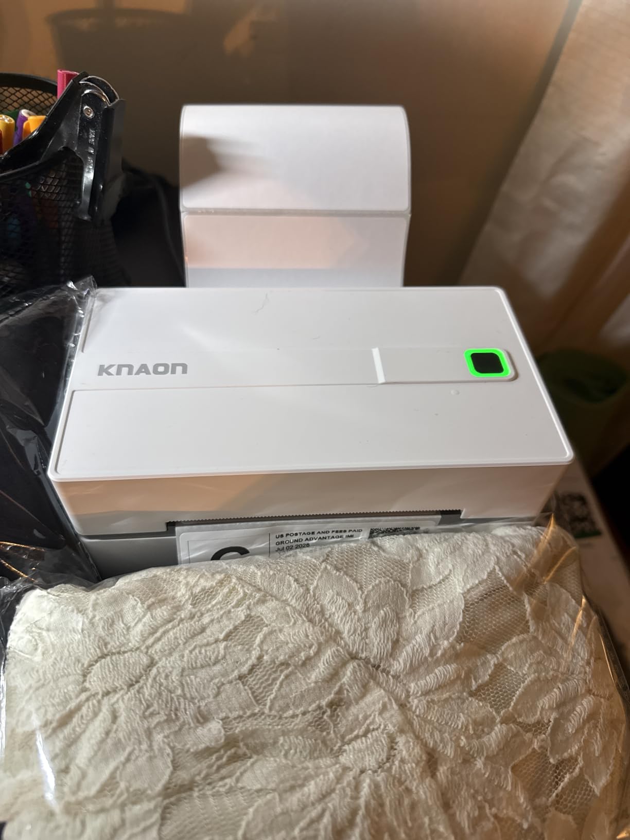 KNAON Bluetooth Thermal Shipping Label Printer, 4x6 Portable Thermal Address Label Printer for Small Business, Compatible with iPhone,Android,Windows,Mac–Works with Etsy Shopify USPS&More, White customer photo 2