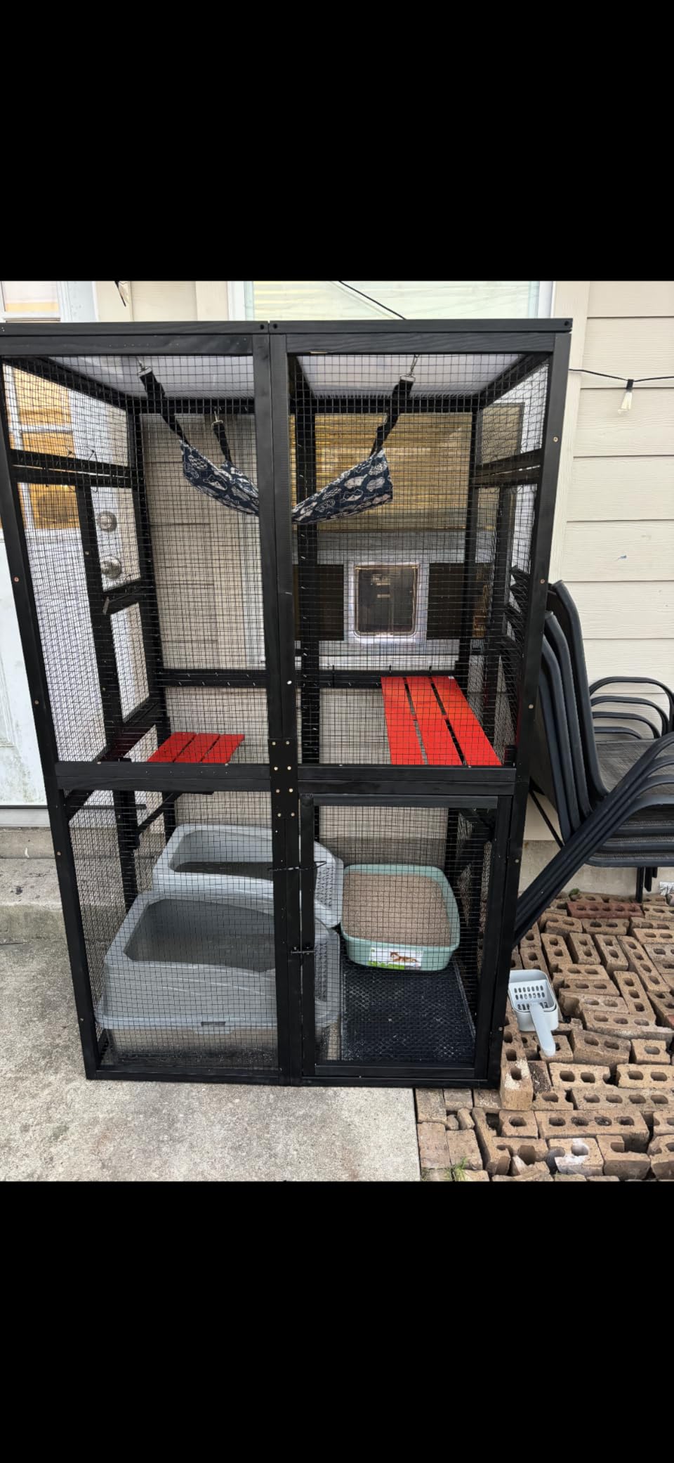 Catio Outdoor Cat Enclosure - Premium Wooden Cat Catio with Window Access & Breathable Mesh, Weatherproof Kitty House for Patio/Backyard/Indoor (Wood) customer photo 2