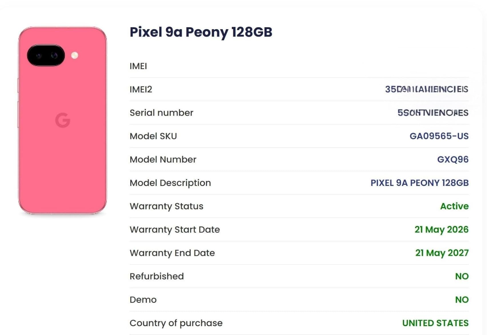 Google Pixel 9a with Gemini - Unlocked Android Smartphone with Incredible Camera and AI Photo Editing, All-Day Battery, and Powerful Security - Peony - 128 GB customer photo 1