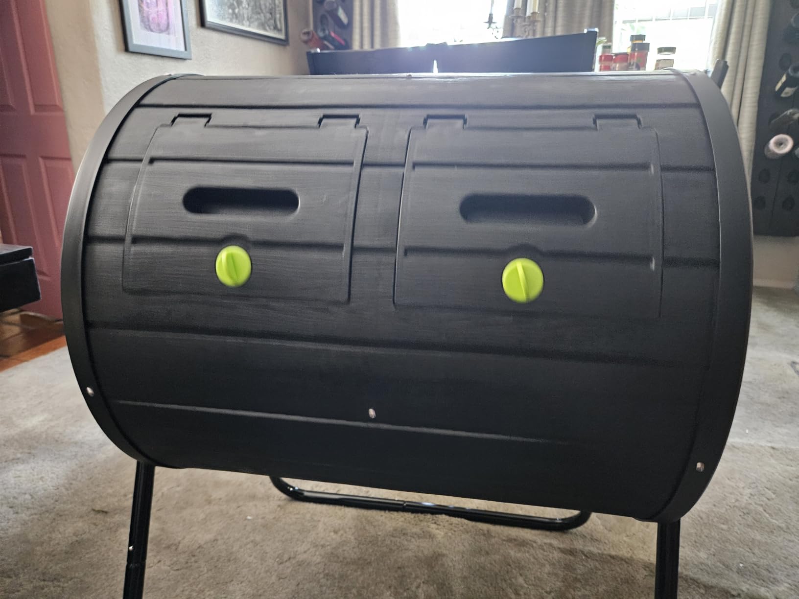 PatioZen Dual Chamber Tumbling Composter 45 Gallon Large Outdoor Tumbling Composter Efficient Batch Composting Easy Turn Design (Black, 45 Gal) customer photo 1