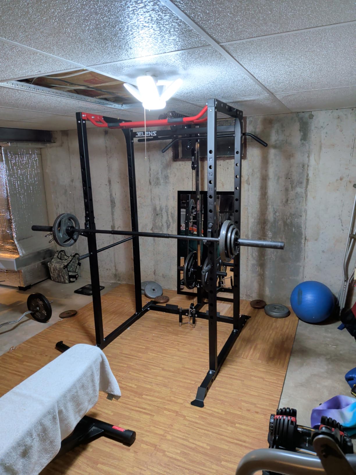 JELENS S11 Power Cage, 2000LB Multi-Function Power Rack with LAT Pulldown, Squat Rack with Adjustable Pulley System and Training Attachments, Weight Rack for Home Gym customer photo 2