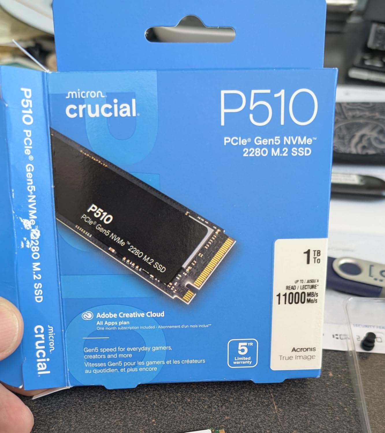 Crucial P510 PCIe Gen5 NVMe 1TB SSD, Up to 11,000MB/s, TLC NAND, Laptop & Desktop (PC) Compatible, for Gamers & Creatives, Solid State Drive - CT1000P510SSD8-01 customer photo 1