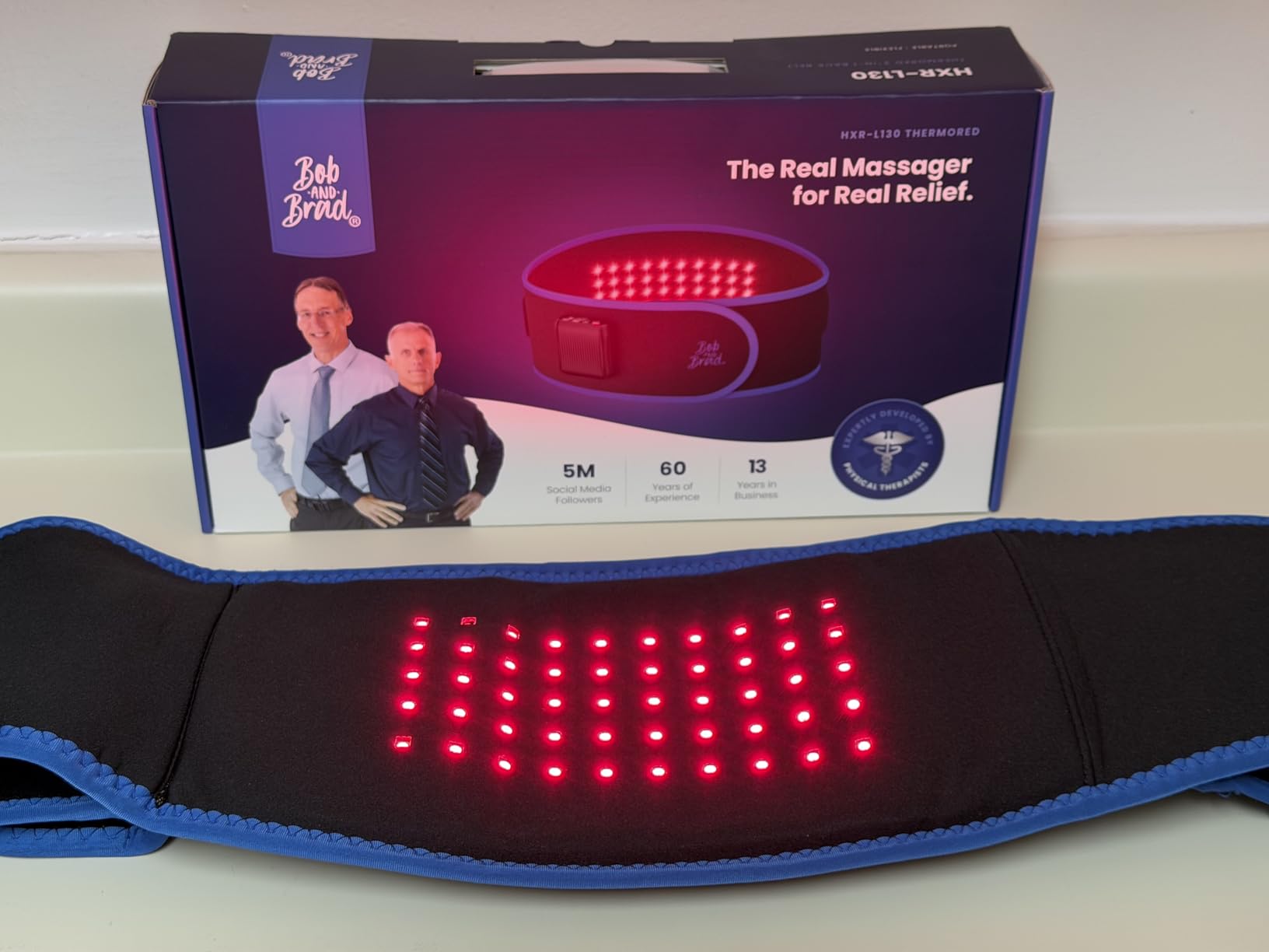 BOB AND BRAD ThermoRed Heating Pad Belt Massager for Lower Back Red Light | FSA Cordless Wearable Near Infrared Heat & Red Light Lumbar Back Wrap with Adjustable Vibration HSA Eligible, Gift for Family customer photo 1
