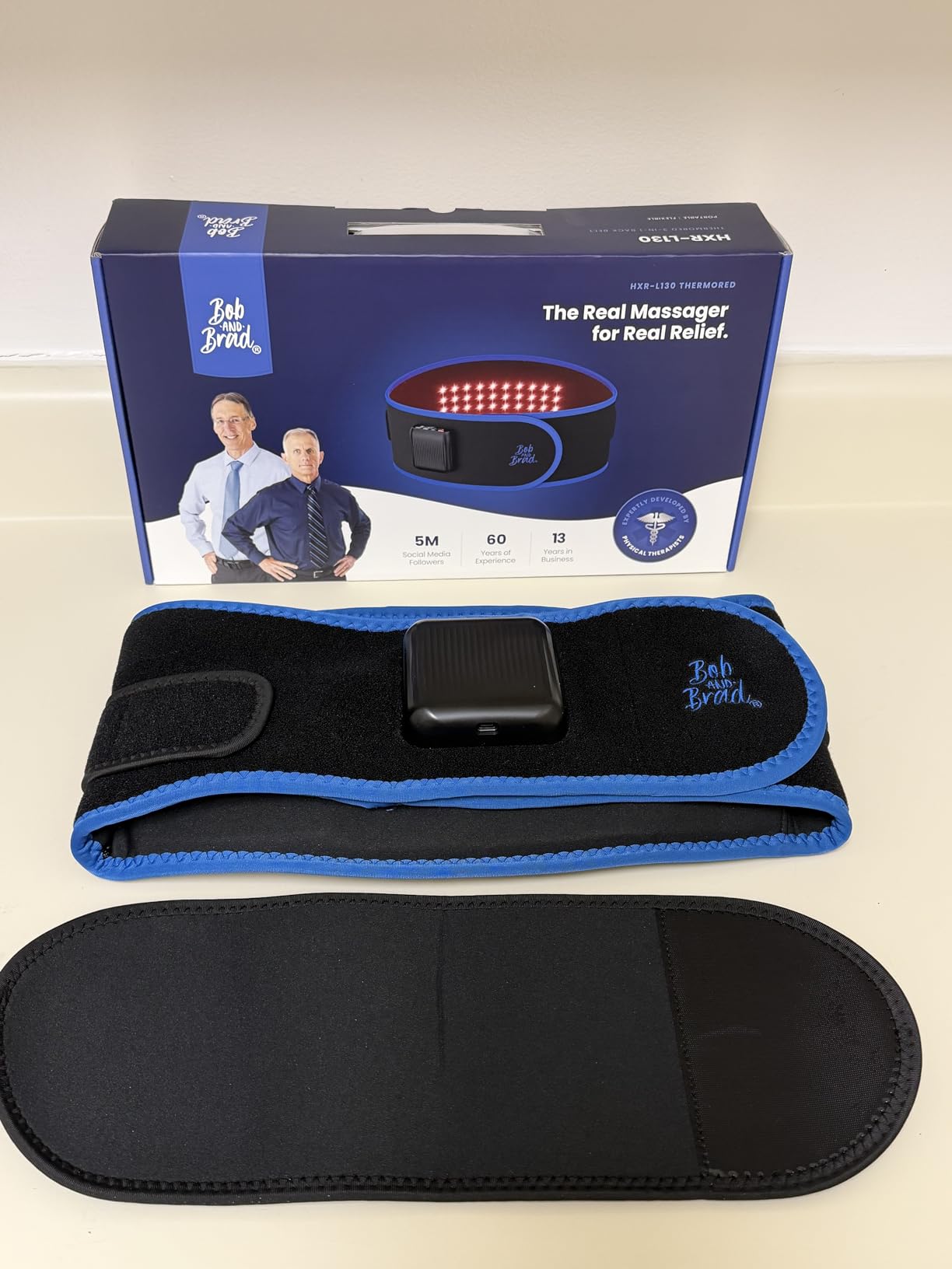 BOB AND BRAD ThermoRed Heating Pad Belt Massager for Lower Back Red Light | FSA Cordless Wearable Near Infrared Heat & Red Light Lumbar Back Wrap with Adjustable Vibration HSA Eligible, Gift for Family customer photo 2