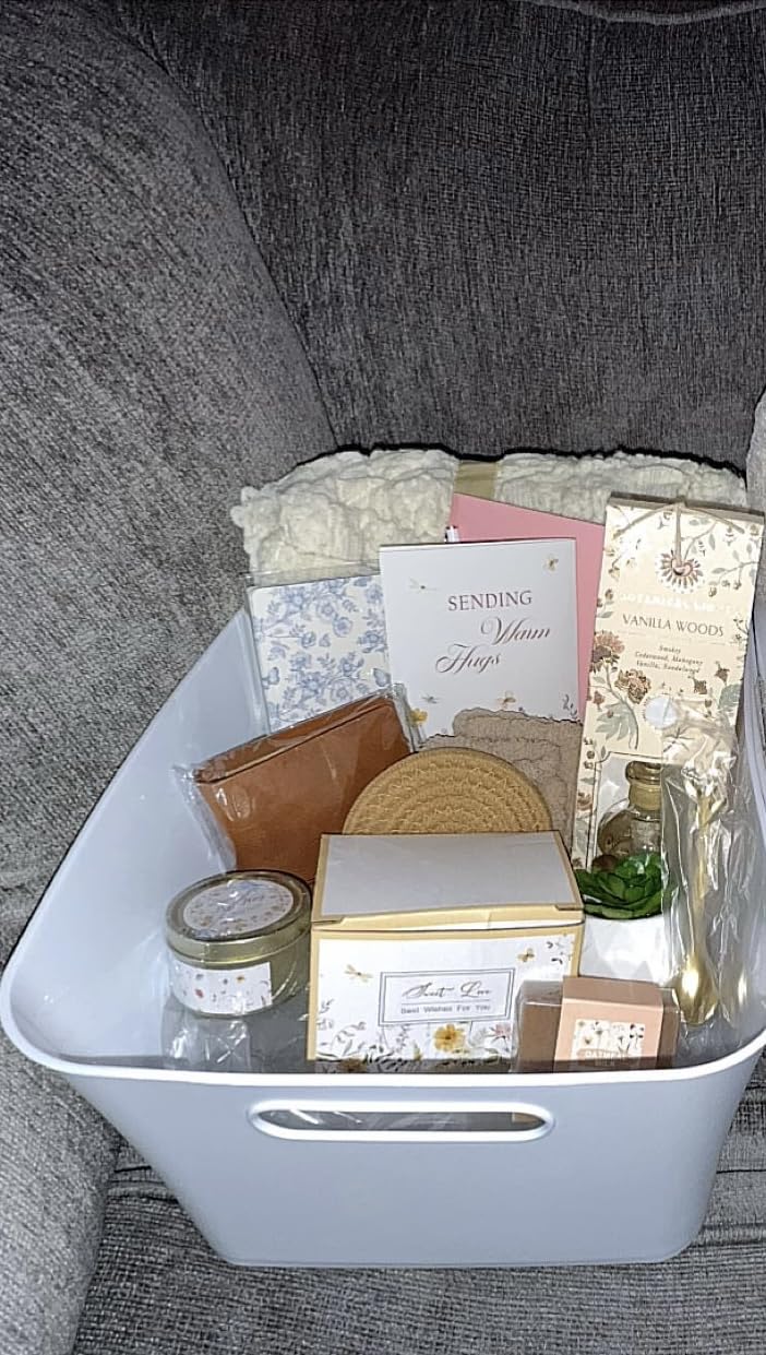 Birthday Gifts for Women, Get Well Soon Self Care Package Box, Sending Hug Baskets Thinking of You Inspirational Gift for New Mom Best Friend Birthday (Ivory) customer photo 1