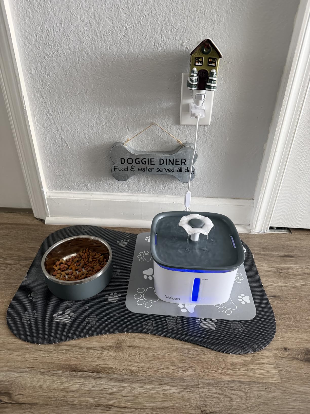 Veken Innovation Award Winner 95oz/2.8L Cat Water Fountain with Stainless Steel Lid, Automatic Pet Fountain Dog Water Dispenser with Replacement Filters for Cats, Dogs (Silver, Stainless Steel) customer photo 2