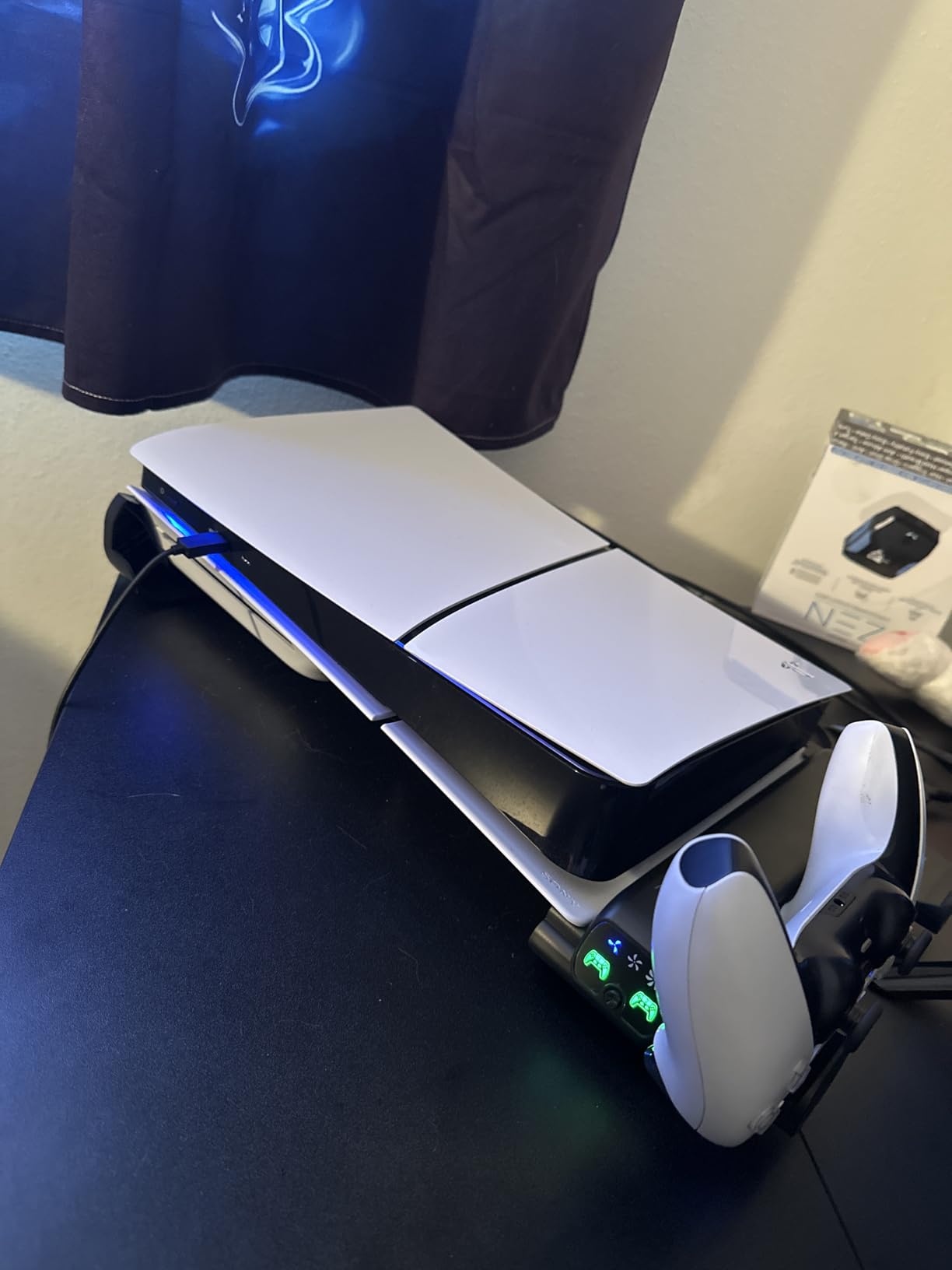 PS5/Slim/Pro Horizontal Stand with Cooling Fan & Charger for Original & Edge Controllers, Scalable Design PS5 Accessories Base with EVA Foams for All PS Five Disc & Digital, PS 5 Sideways Stand White customer photo 2
